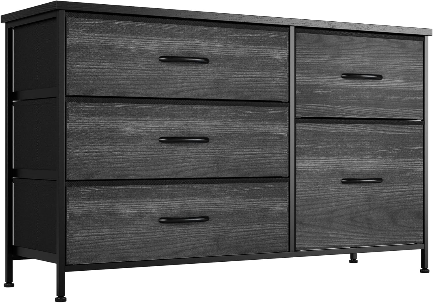 Nicehill Black Dresser for Bedroom with 5 Drawers, Chests of Drawers for Closet, Clothes, Nursery, Bedroom Dresser with Drawers,Black Wood Grain
