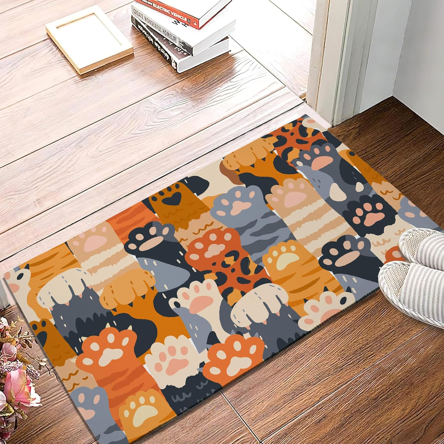 TUBAMQ Welcome Cute Cat Doormat Indoor Outdoor Patio Cute Cat Paws Print Door Mats Non-Slip Entrance Mat for Home,Outside Entry,Yard,Floor,Patio 17x30INCH