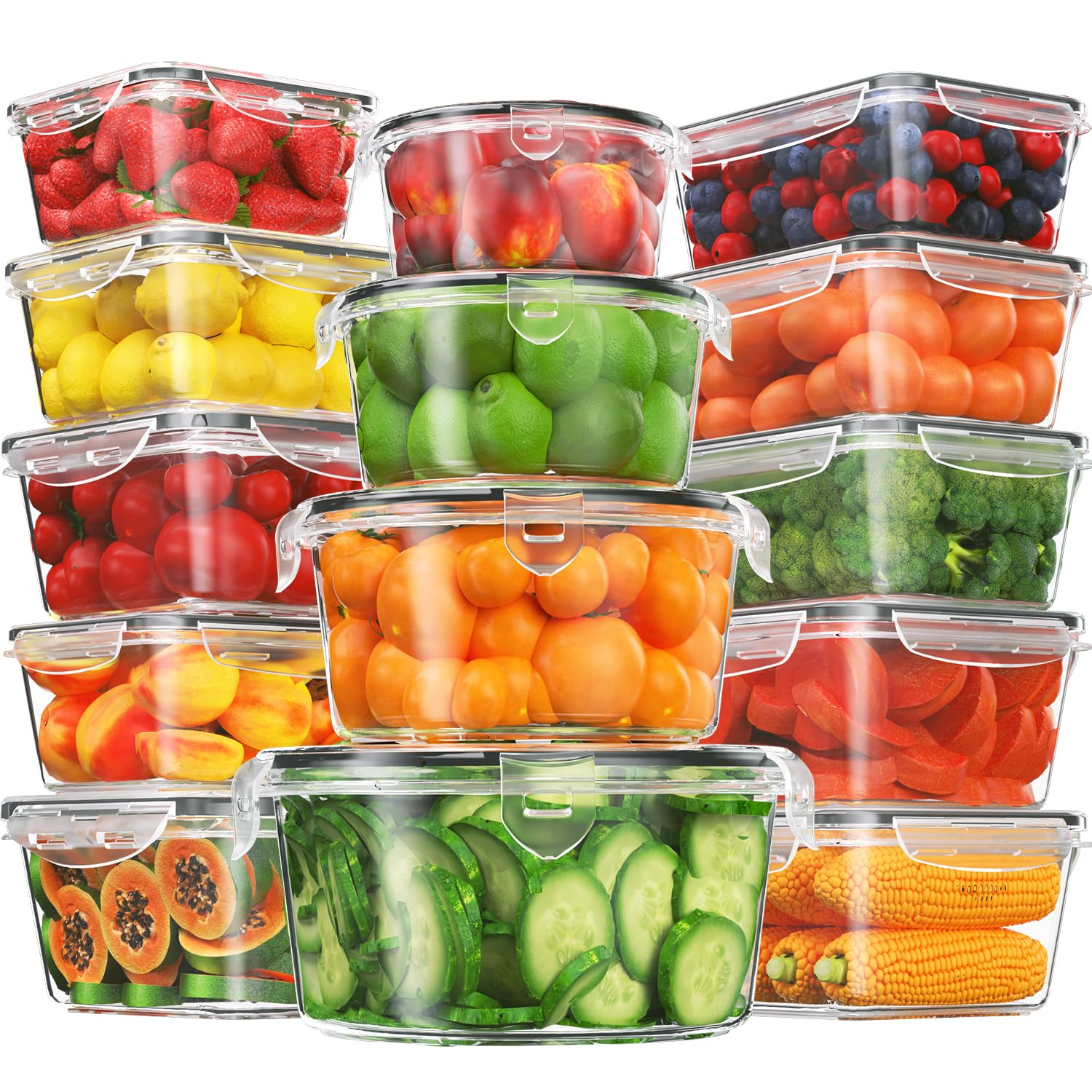 28 Pieces Food Storage Containers with Lids EXTRA LARGE Freezer Containers for Food BPA-Free Meat Fruit Vegetables Plastic Containers with lids Storage Airtight Leak-Proof Food Boxes for Kitchen