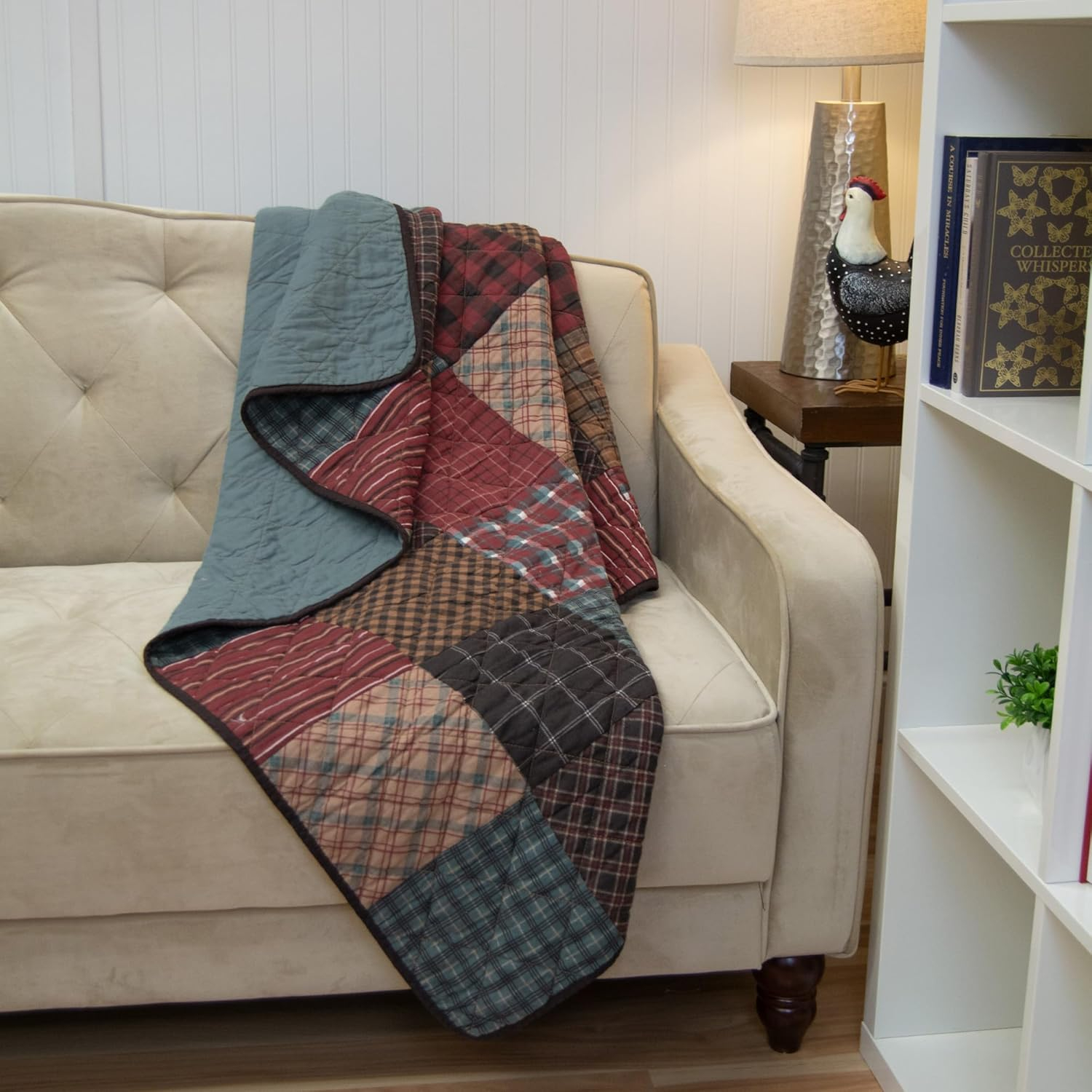 Donna Sharp Appalachia Plaid Cotton and Pieced Throw Blanket