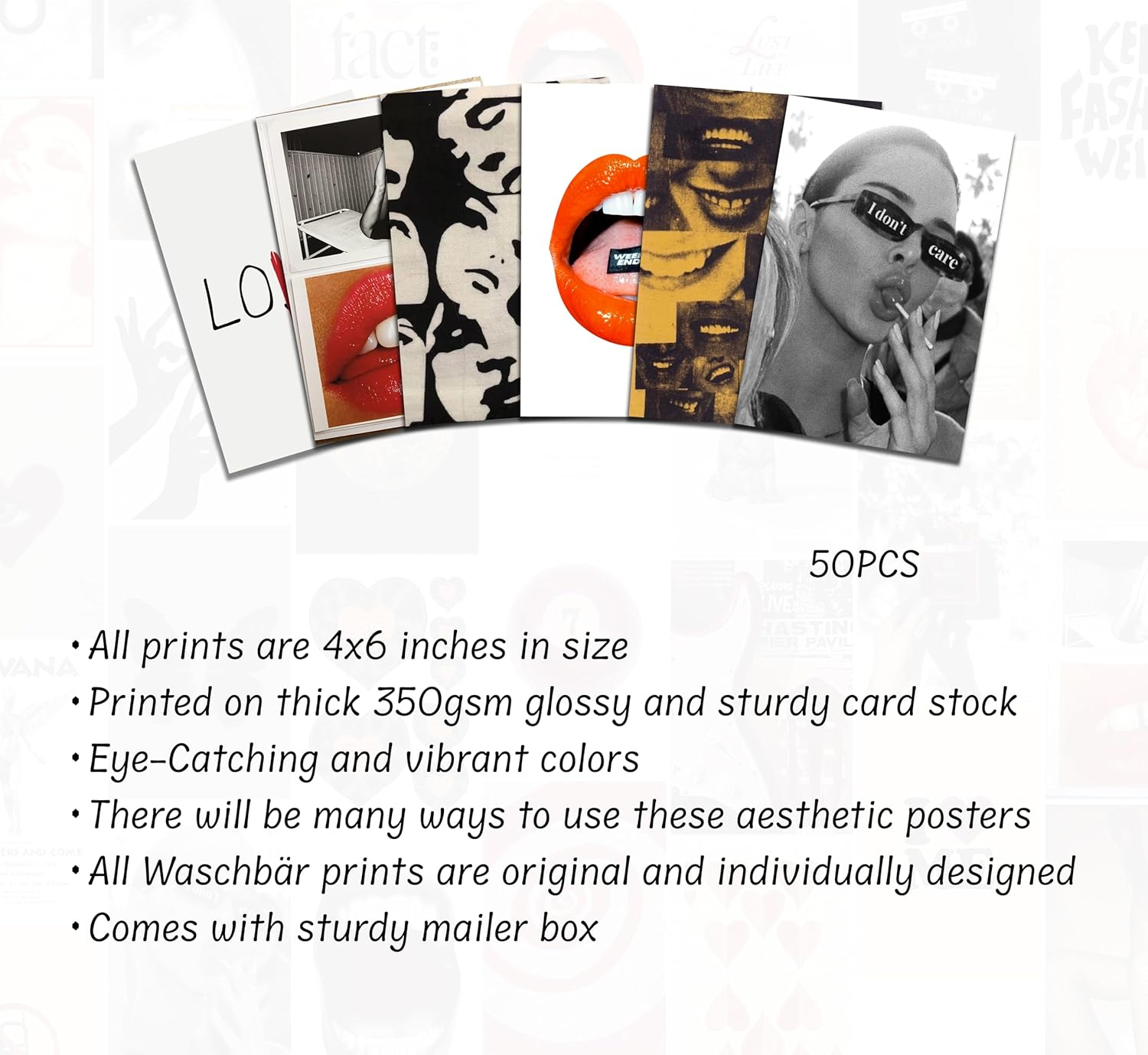 Waschbär Downtown Girl Posters, Y2k Wall Art Prints for Bedroom, Coquette Wall Collage Kit for Room Aesthetic, Vintage Dorm Gallery Downtown Home Decor