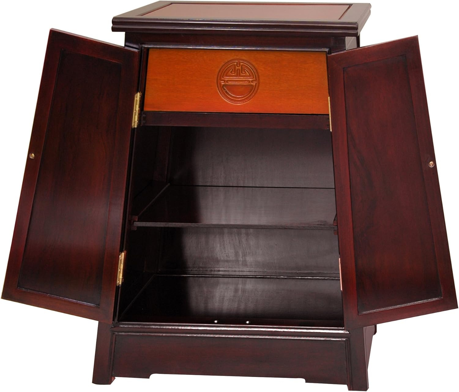 Oriental Furniture Rosewood Long Life Cabinet, Two-tone, 23.00"W x 27.50"H