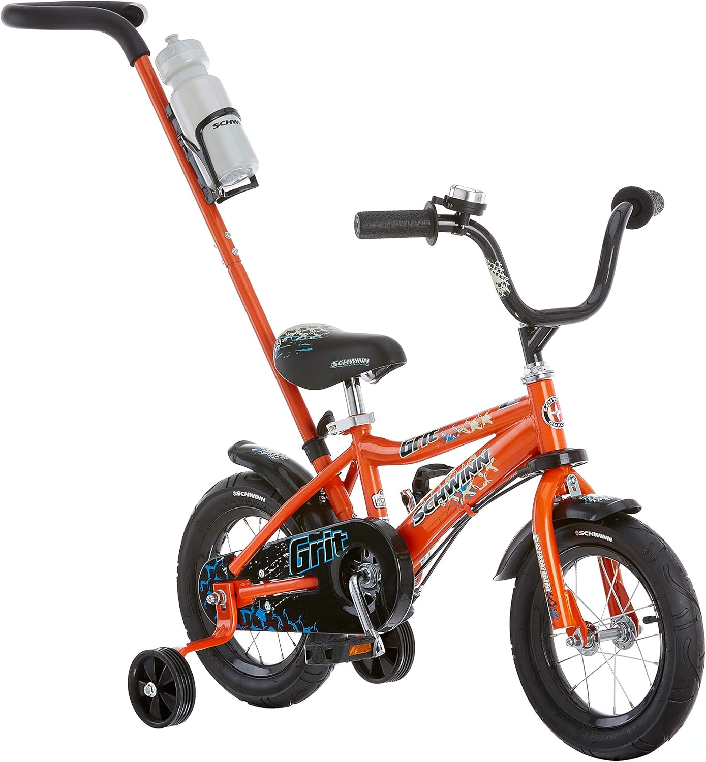 12" Schwinn Orange Grit Boys' Bike with Removable Push Handle