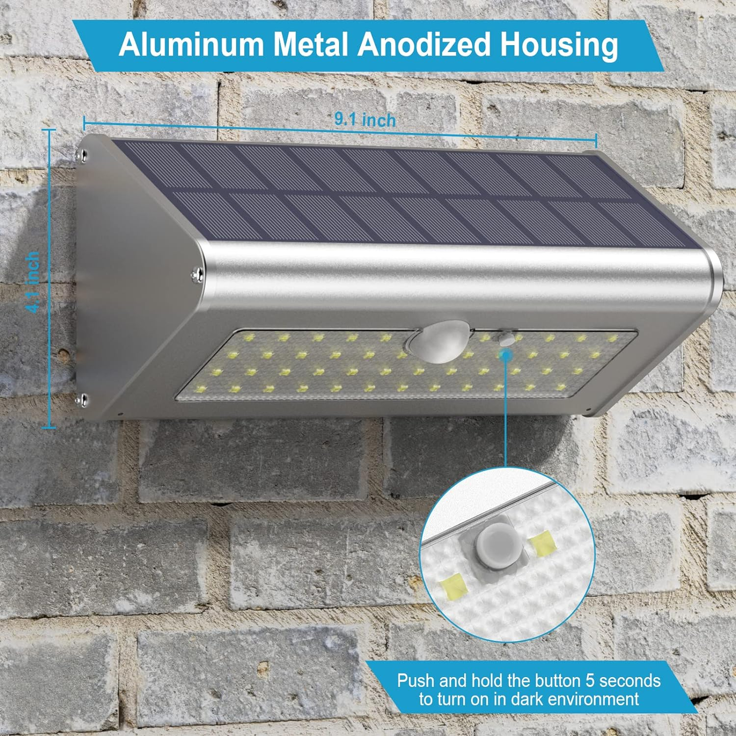 SECUROAD Super Bright Solar Lights Outdoor IP65 Water Proof, 1100 Lumens Wireless LED Motion Sensor Light, Aluminum Metal Housing Security Lights Flood Wall Lights, 1 Pack (Daylight)