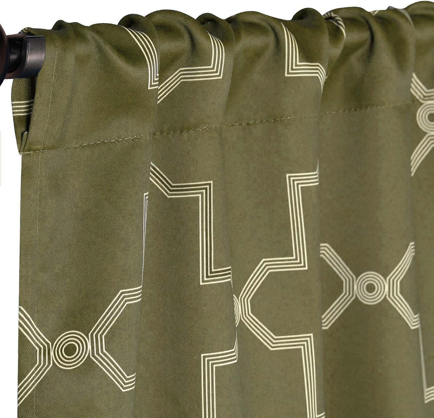 Superior Trellis Blackout Curtains, Rod Pocket, Set of 2, 42" x 96", Olive Green