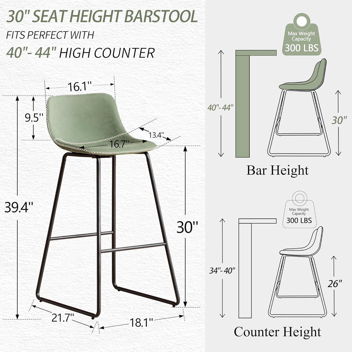 HeuGah Bar Height Bar Stools Set of 2, Barstools with Backs, Modern Bar Stools for Kitchen Island, Bar Stool 30 Inch Seat Height