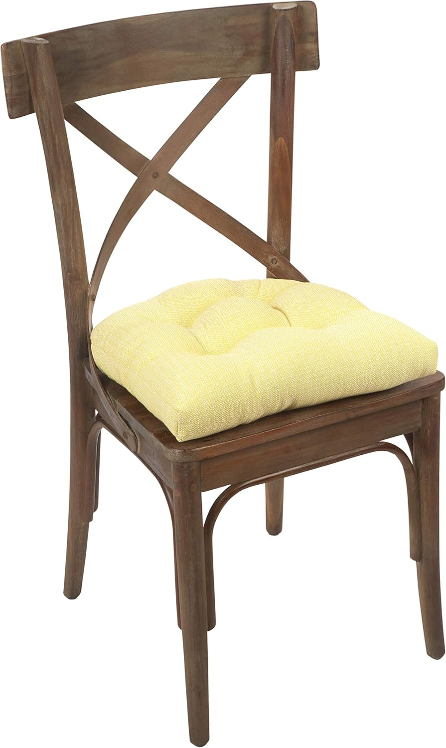Klear Vu Gripper Overstuffed Universal Non-Slip Dining Chair Cushions for Kitchen Decor or Office Use, U-Shaped Skid-Proof Seat Pad, 15x15 Inches, 4 Count, Solid Yellow