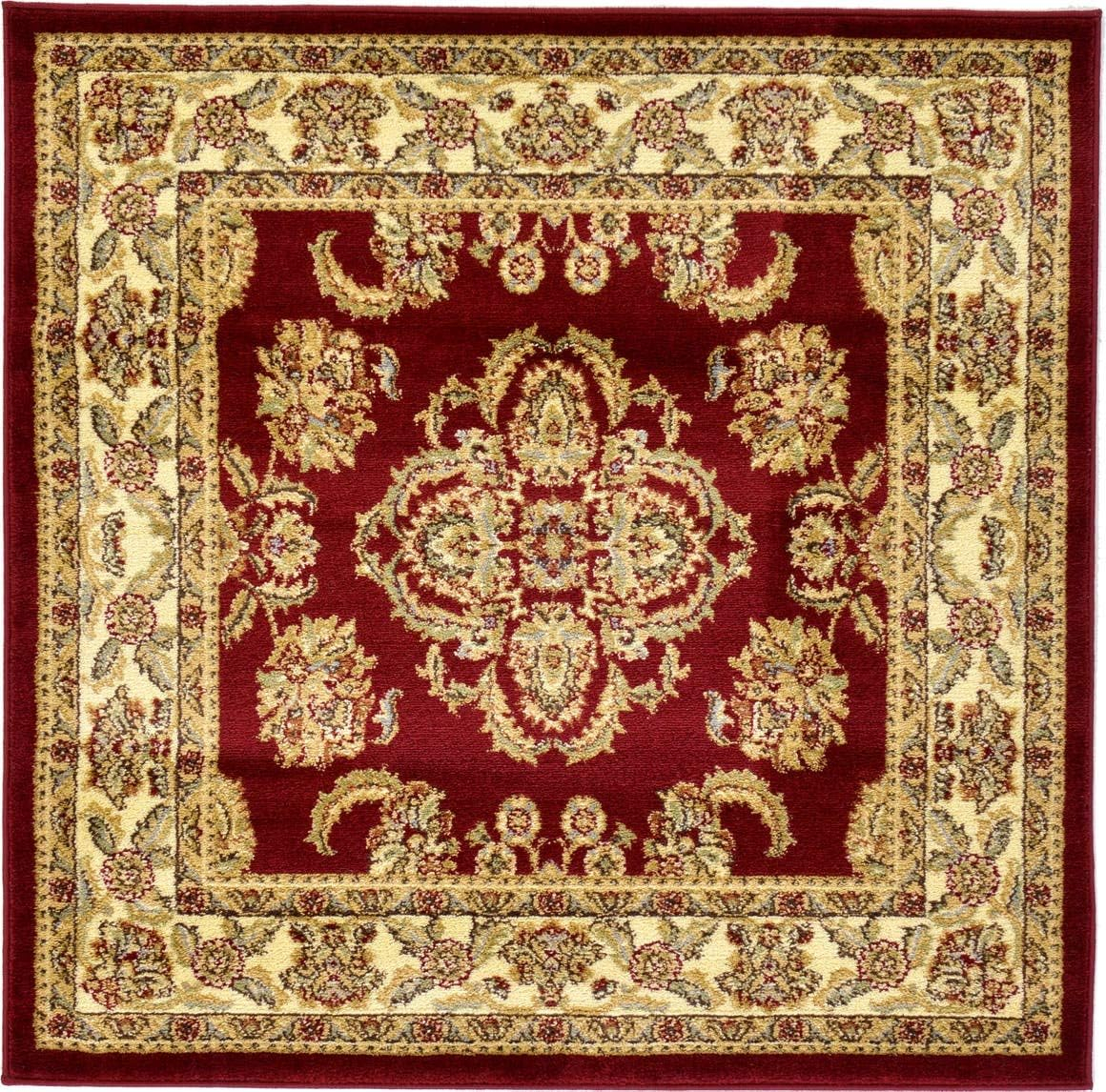 Unique Loom Voyage Collection Area Rug - Reddington (4' 1" Square Red/Cream)