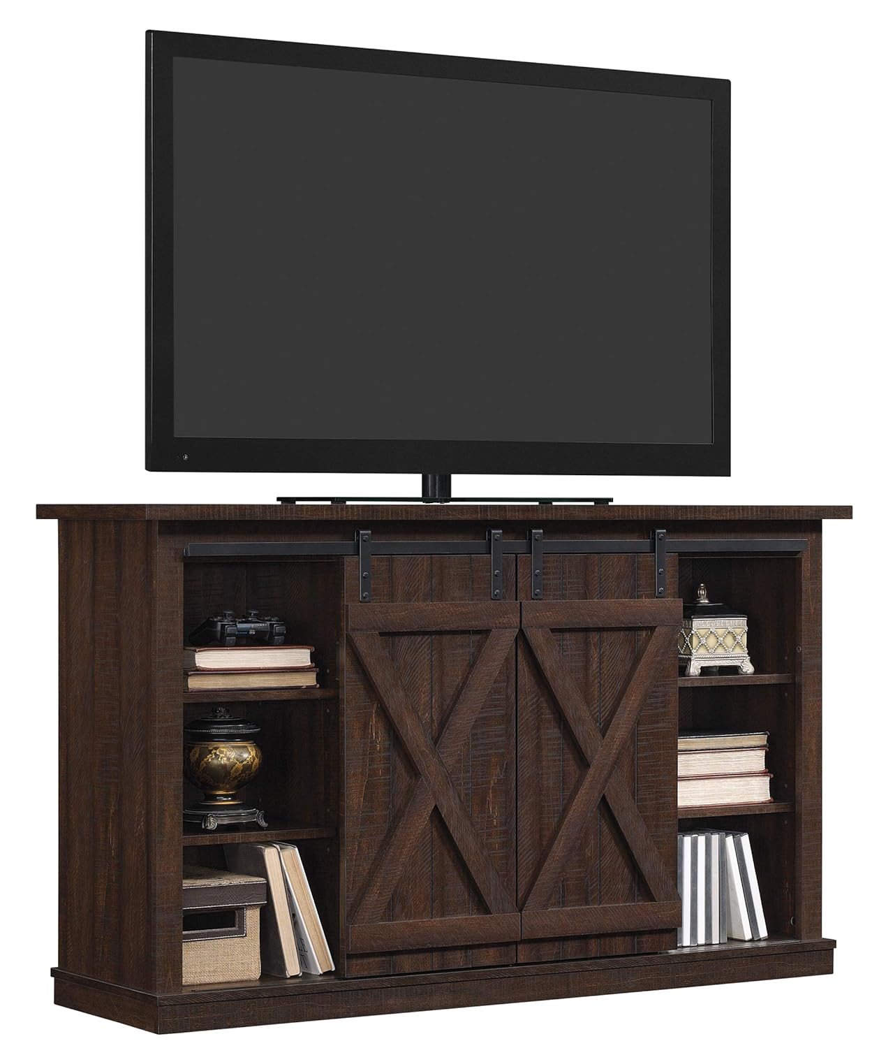 Twin Star Home Terryville Barn Door TV Stand for TVs up to 60", Dark Gray