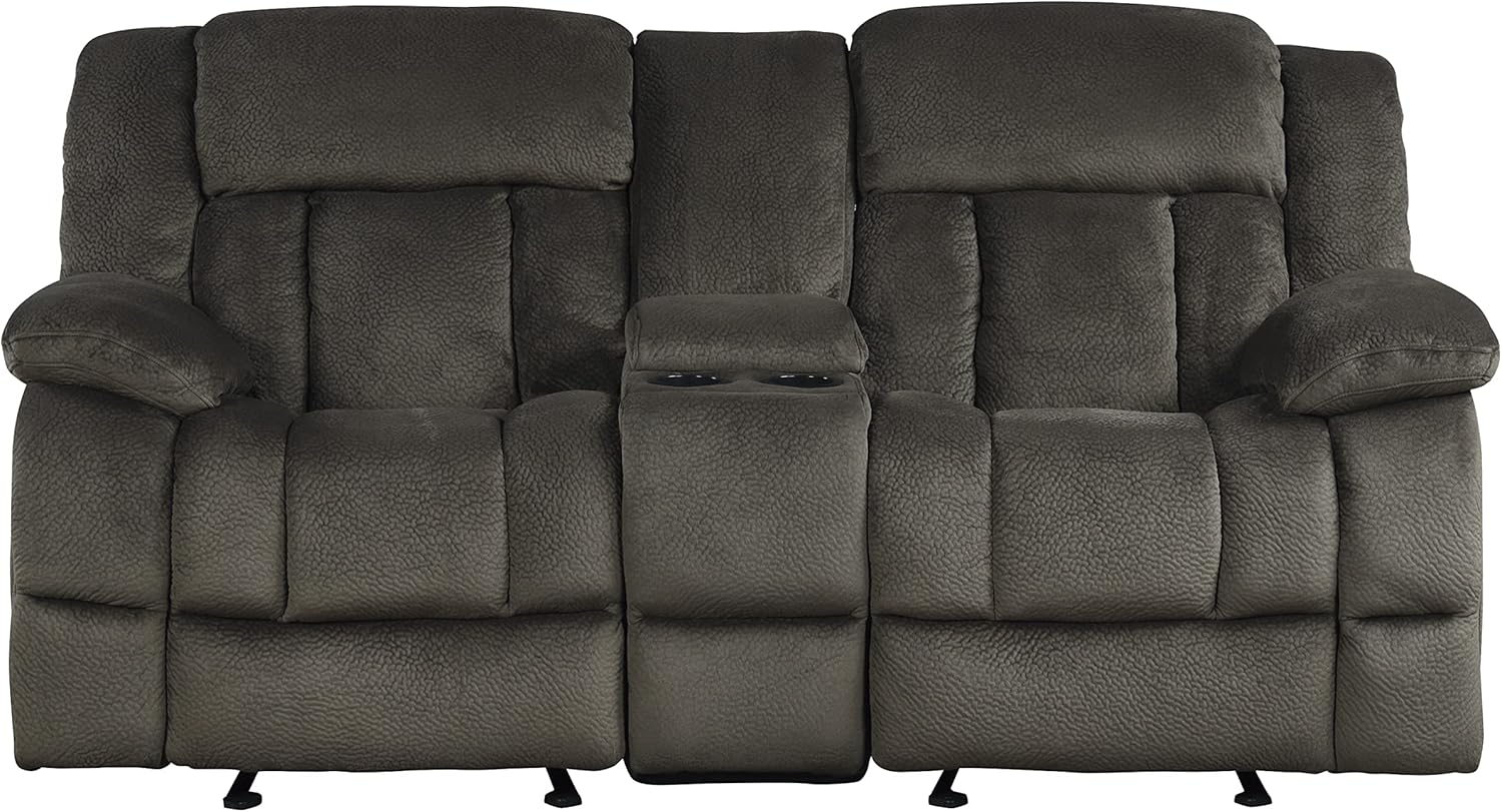 Chocolate Microfiber Reclining Loveseat with Cup Holder