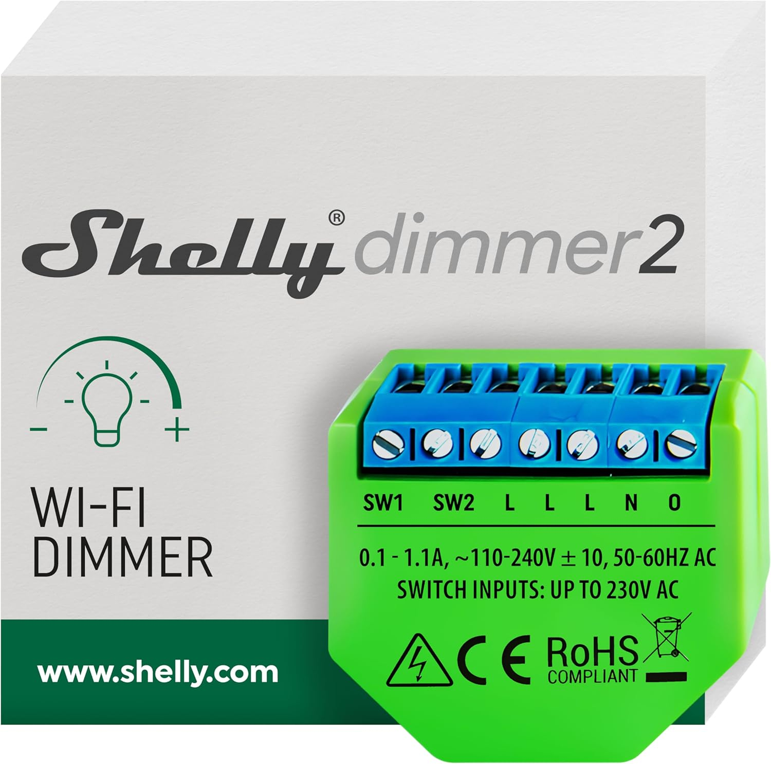 Shelly Dimmer 2 WiFi Smart Dimmer Switch with Power Monitoring