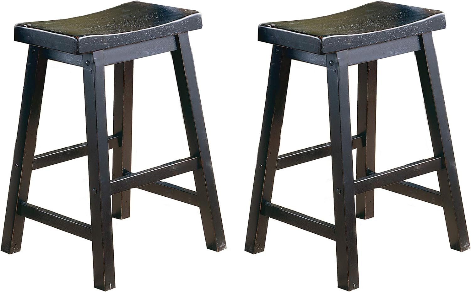 Lexicon Saddleback 24" Solid Wood Counter Stool in Black (Set of 2)