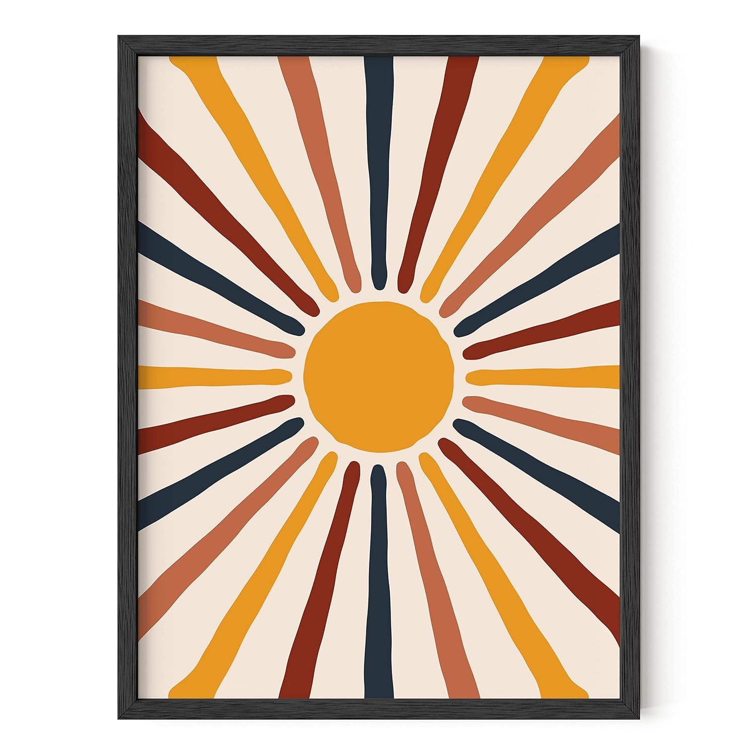 HAUS AND HUES Mid Century Modern Wall Art Sun Boho Posters and Prints Wall Art Mid Century Modern Print Sun Art Print Boho Pictures for Wall Boho Art Boho Prints | UNFRAMED 12” x 16”