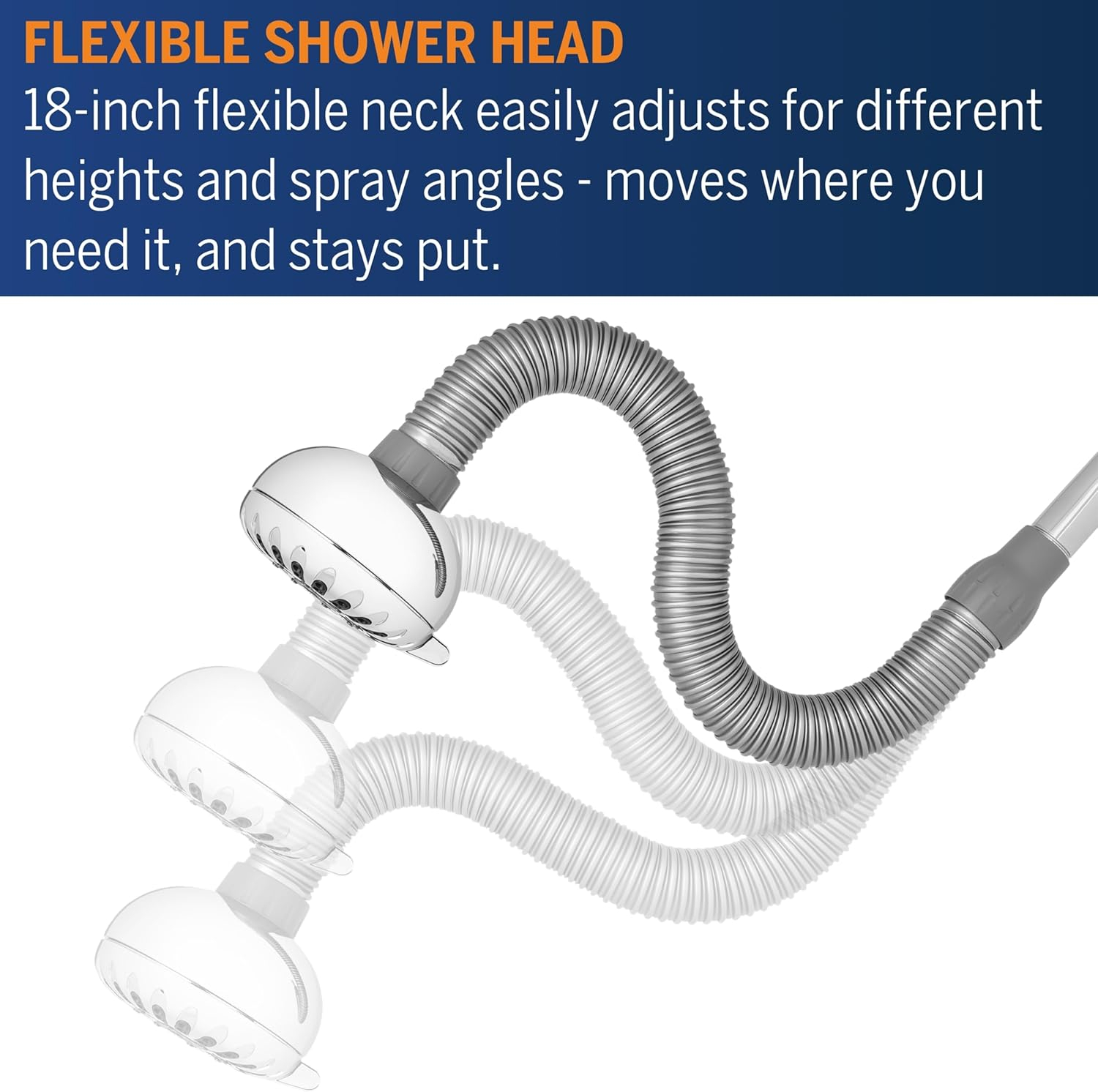 Chrome Adjustable Height Wall Mounted Massage Shower Head