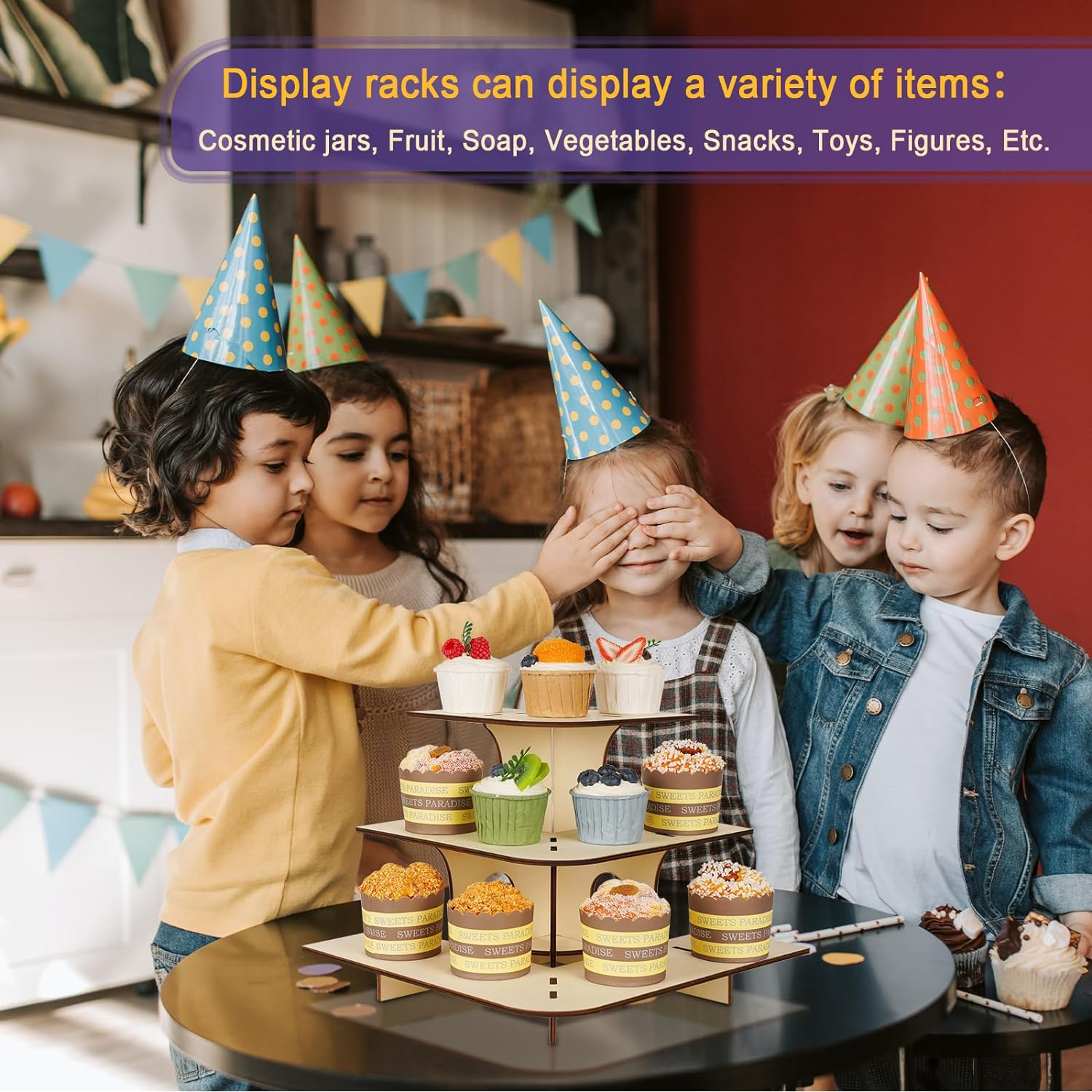 Retail Display Shelves Display Stand Retail Table Wooden 3 Tiers Display Rack Portable Shelf Rack for Retail Counter Top Craft Shows Farmers Market Tradeshows (2 Corner+1 Straight)