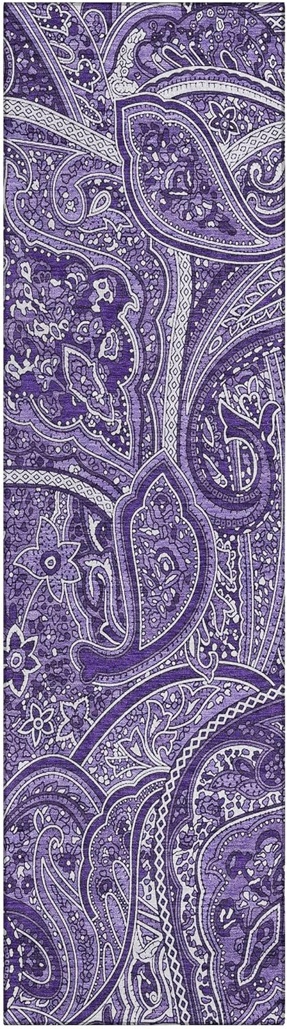 Addison Rugs Chantille ACN623 Purple 2'3" x 7'6" Indoor Outdoor Hallway Runner Rug, Stain Resistant Washable Kitchen Area Carpet for Bathroom, Laundry and Bedroom Rug