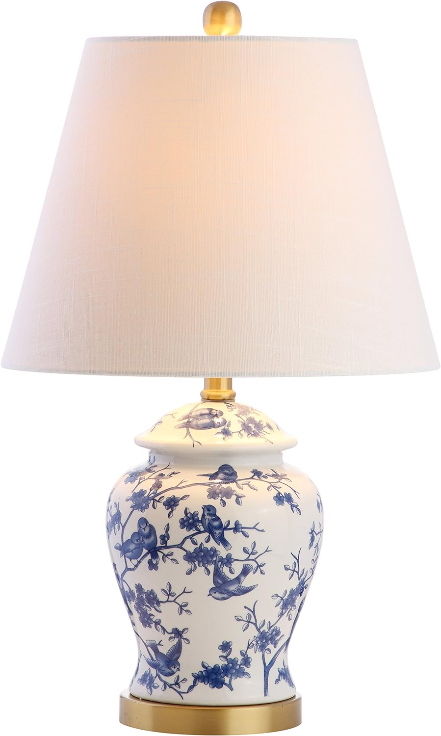 JONATHAN Y Penelope 22" French Country Cottage Ceramic/Iron Chinoiserie Ginger Jar LED Table Lamp, Navy/White