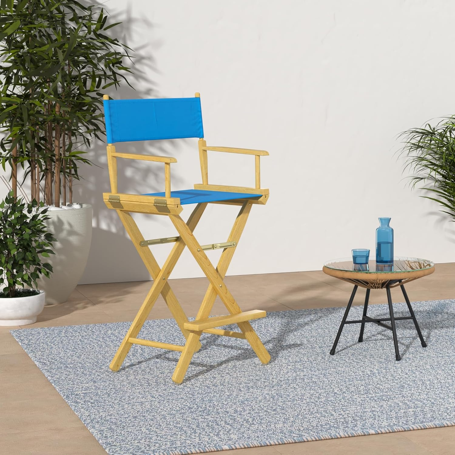 Casual Home 30" Director's Chair Natural Frame-Turquoise Canvas