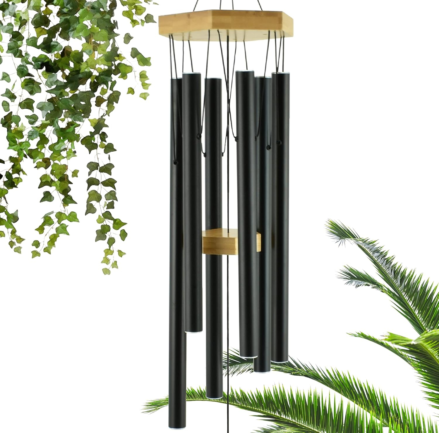 UpBlend Outdoors Wind Chimes for Outside, Gift for Mom, Deep Tone, Sympathy Gifts for Loss of Loved One, Patio Decoration, Memorial Windchimes, 29" Black