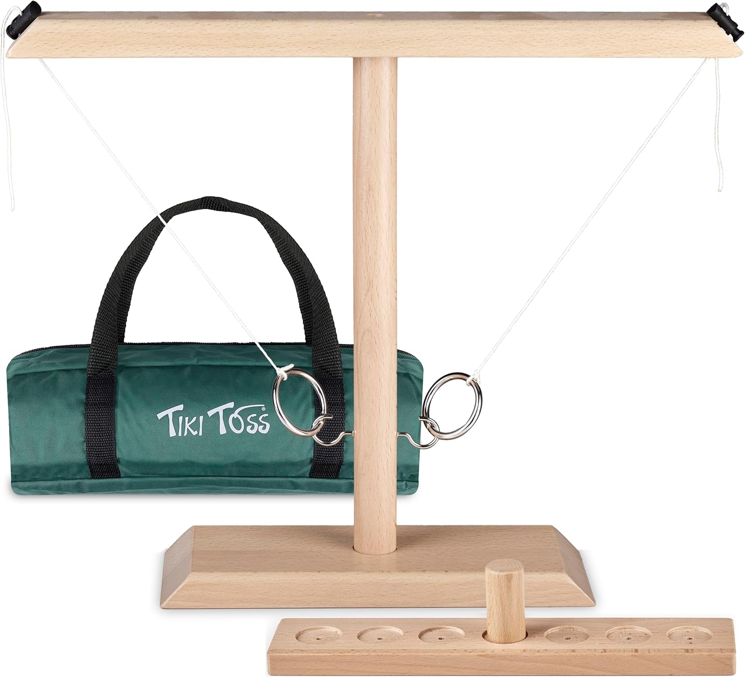 Wooden Ring Toss and Hook Game for Adults, Hooks Ring Tossing Game - Complete Set Hook and Ring Game with Wood Scorekeeper, Easy Set Up 2 Player Toss Ring and Hook Game - Kids Tabletop Ring Toss