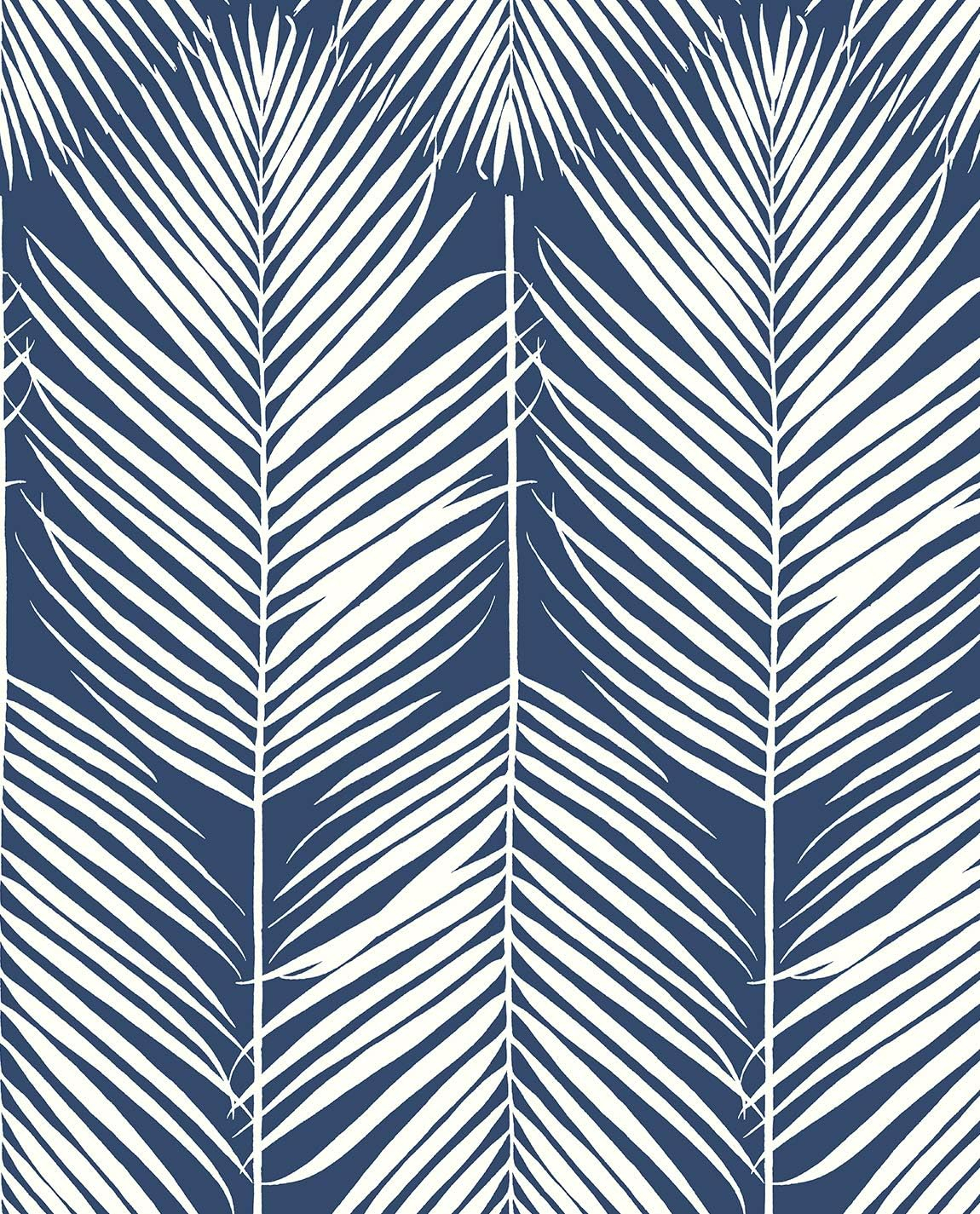 NextWall Coastal Blue Palm Silhouette Peel and Stick Wallpaper