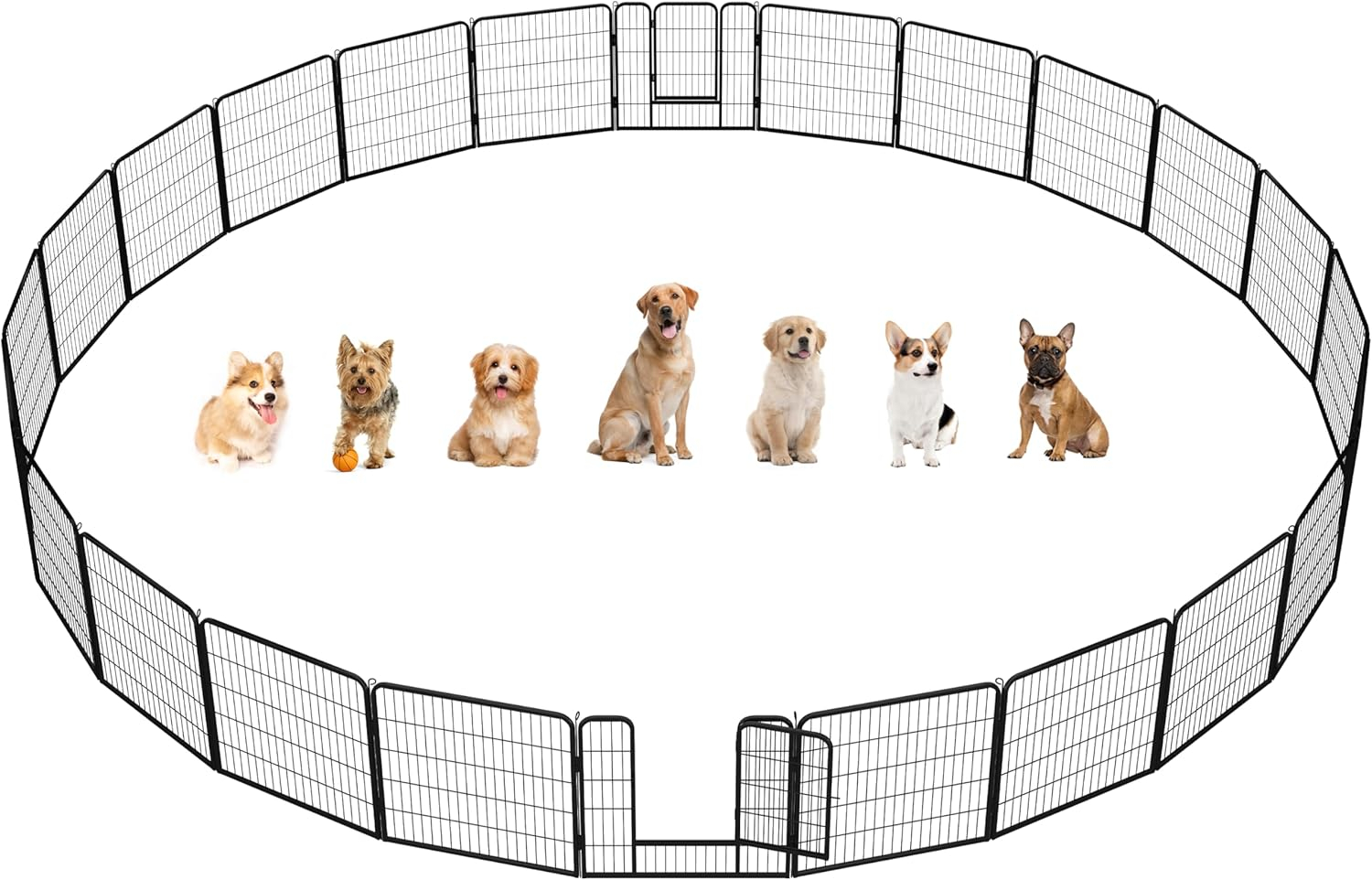 Yaheetech Dog Playpen Outdoor, 24 inch 32 Panels Dog Pen Indoor Heavy Duty Puppy Exercise Pen Metal Pet Fence for RV Camping/Yard/Garden