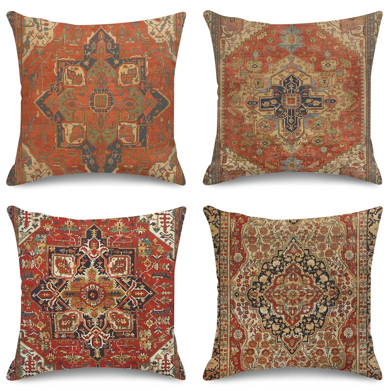 Traditional Turkish Kilim Pattern Cotton Polyester Euro Pillowcases