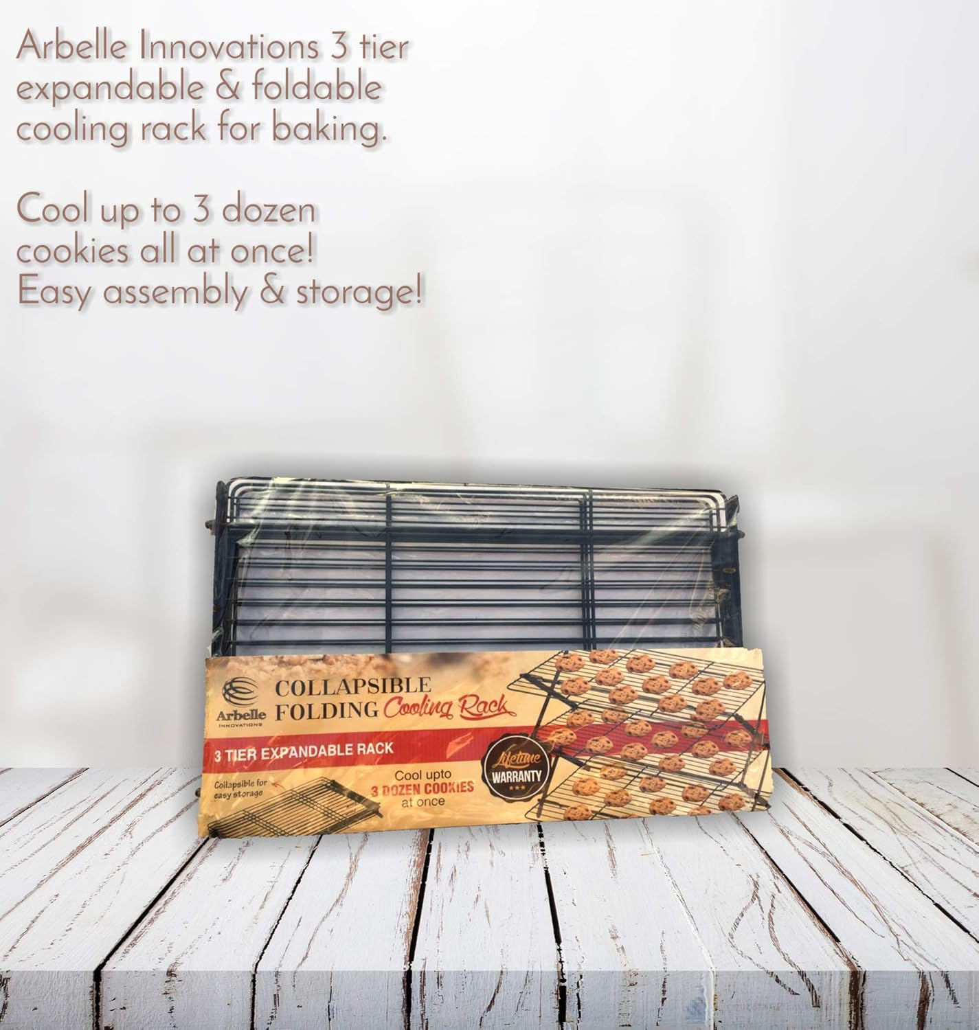 3-Tier Collapsible Cooling Rack For Baking - Expandable & Foldable Cookie Cooling Wire Rack - Baking Rack - Foldable Cooling Rack For Baking Supplies - Premium Quality & Sturdy Legs