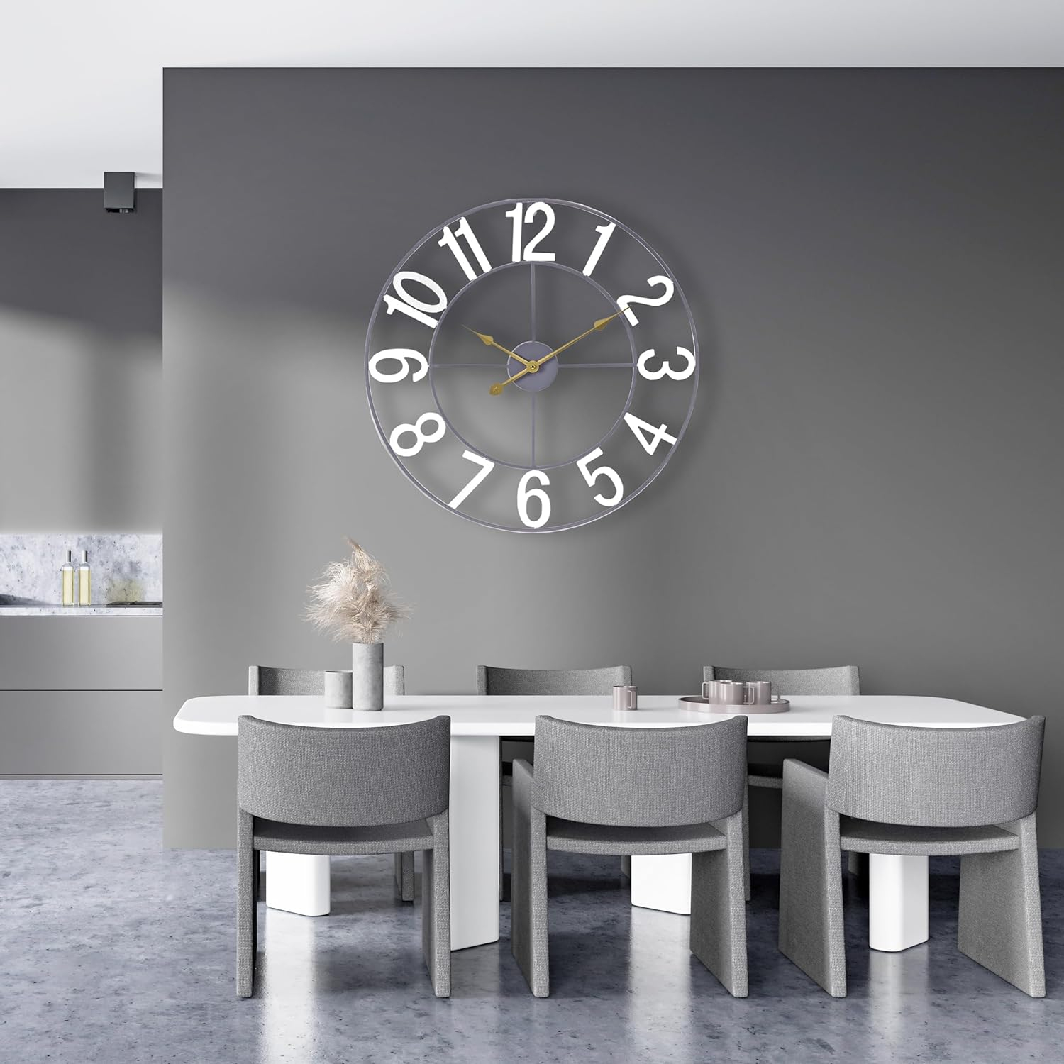 Sorbus Large Metal Numerical Wall Clock for Living Room Decor (White, 24" Diameter)