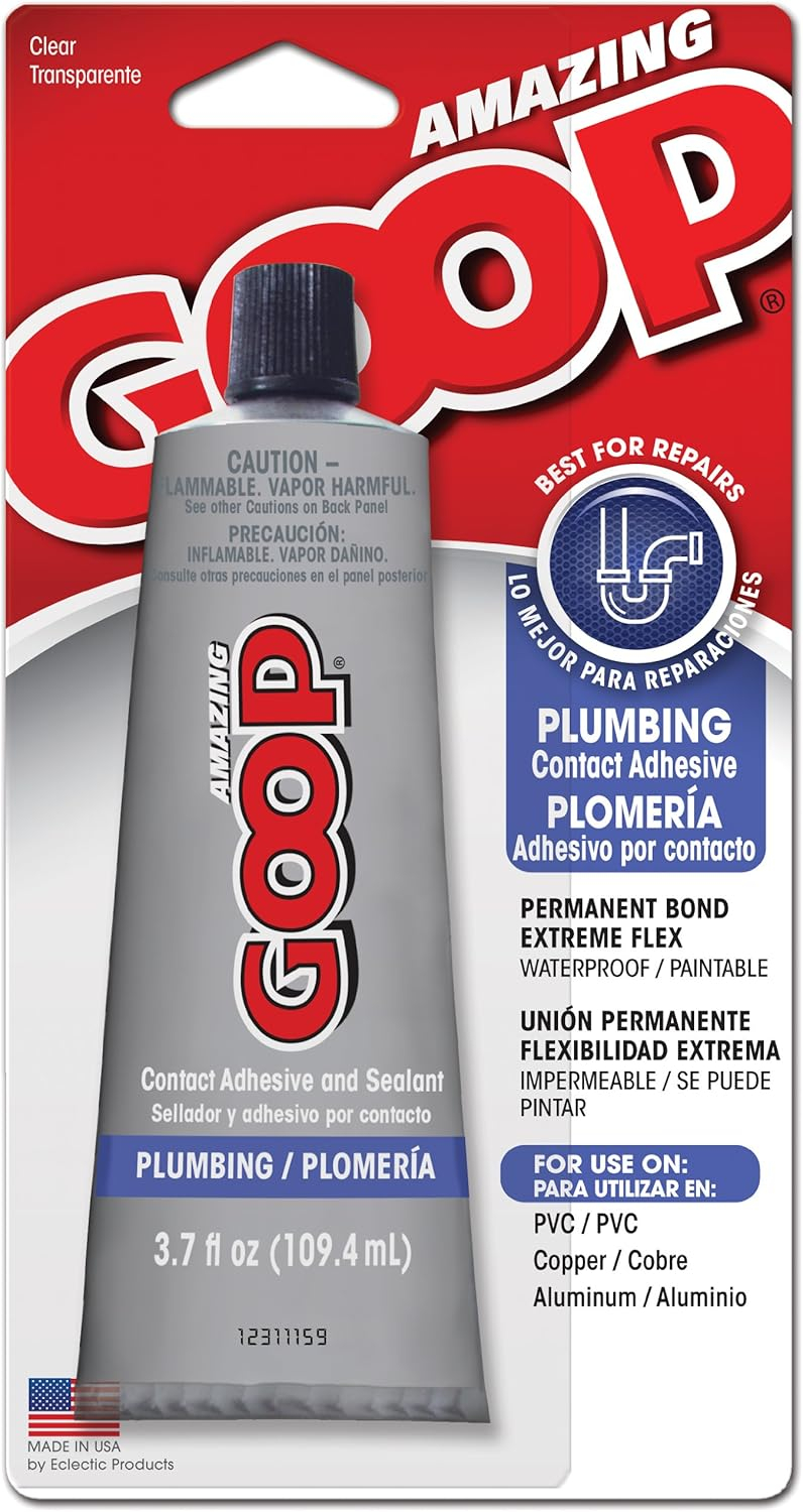 Amazing Goop Clear PVC Plumbing Adhesive and Sealant Tube, 3.7 oz