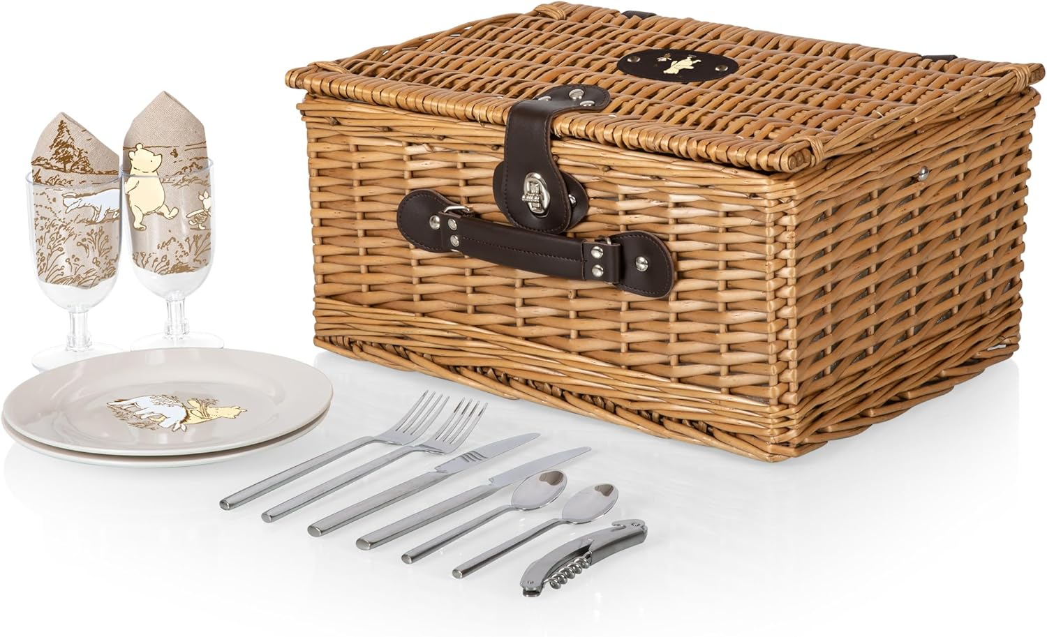 Winnie the Pooh - Classic Picnic Basket, Beige Canvas