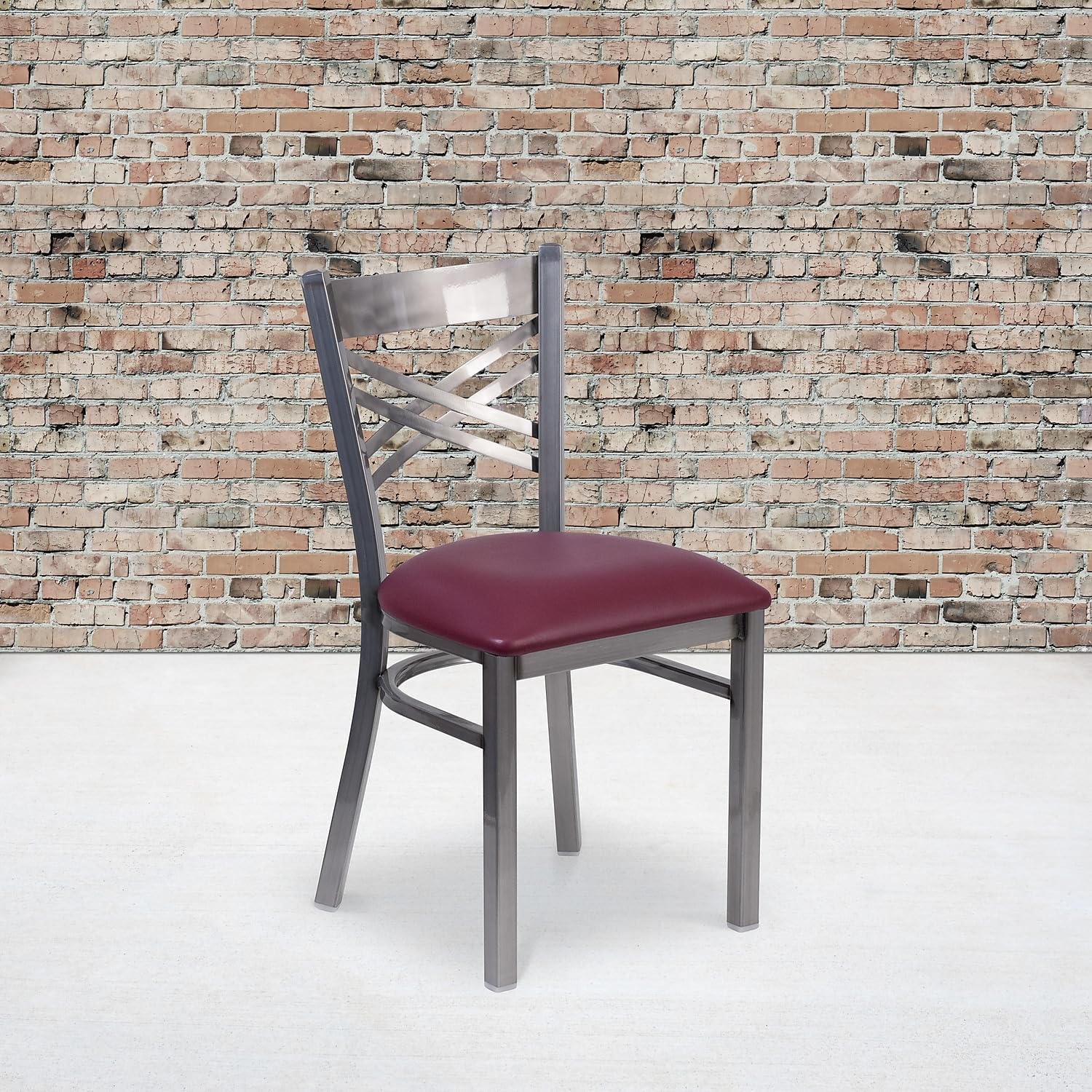 Flash Furniture Hercules Traditional Vinyl & Metal X-Back Restaurant Dining Chair Burgundy 2/Pack