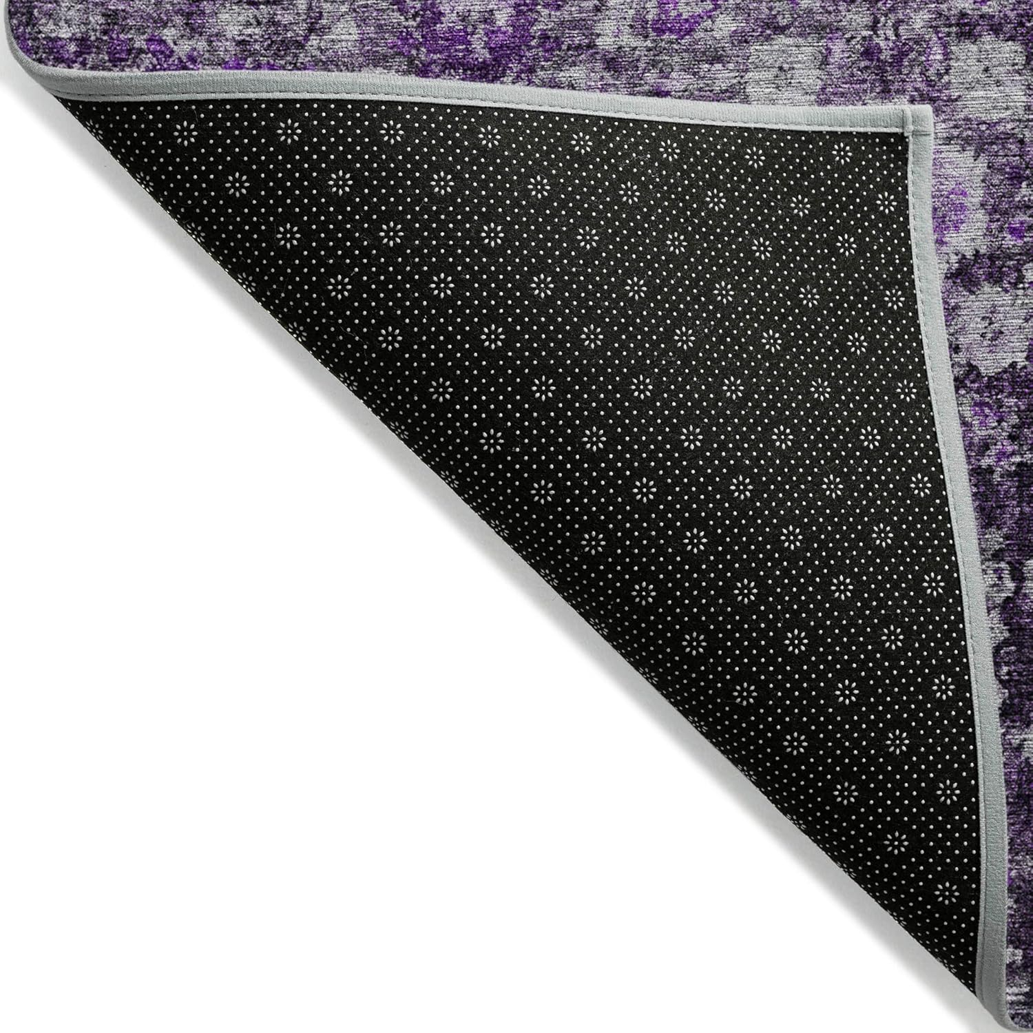 Purple Rectangular Machine-Washable Synthetic Area Rug