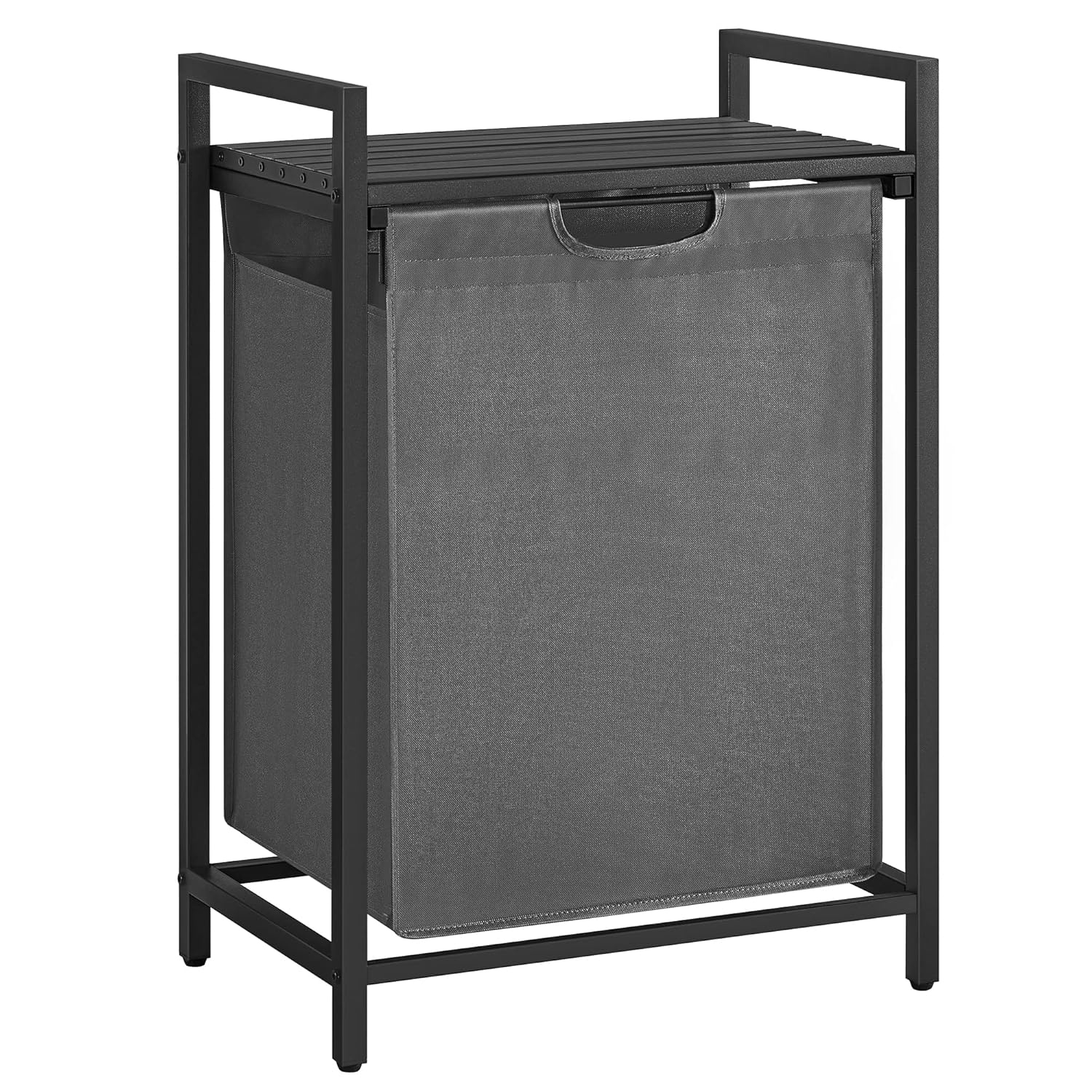 VASAGLE Laundry Hamper, Laundry Basket, Laundry Sorter with A Pull-Out and Removable Bag, Shelf, Metal Frame, 17.2 Gallons (65 L), 19.7 x 13 x 28.4 Inches, Gray and Black UBLH101G01
