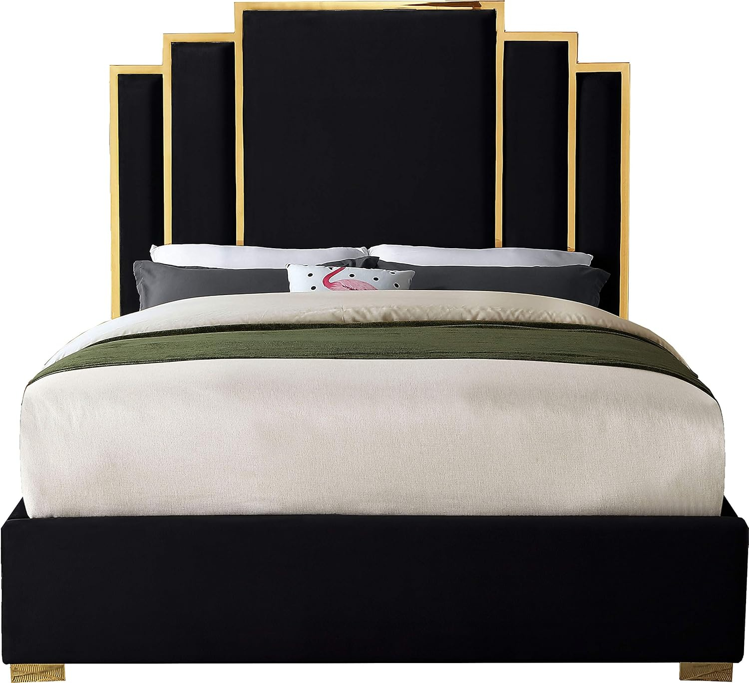 Meridian Furniture Hugos Black Velvet Queen Bed