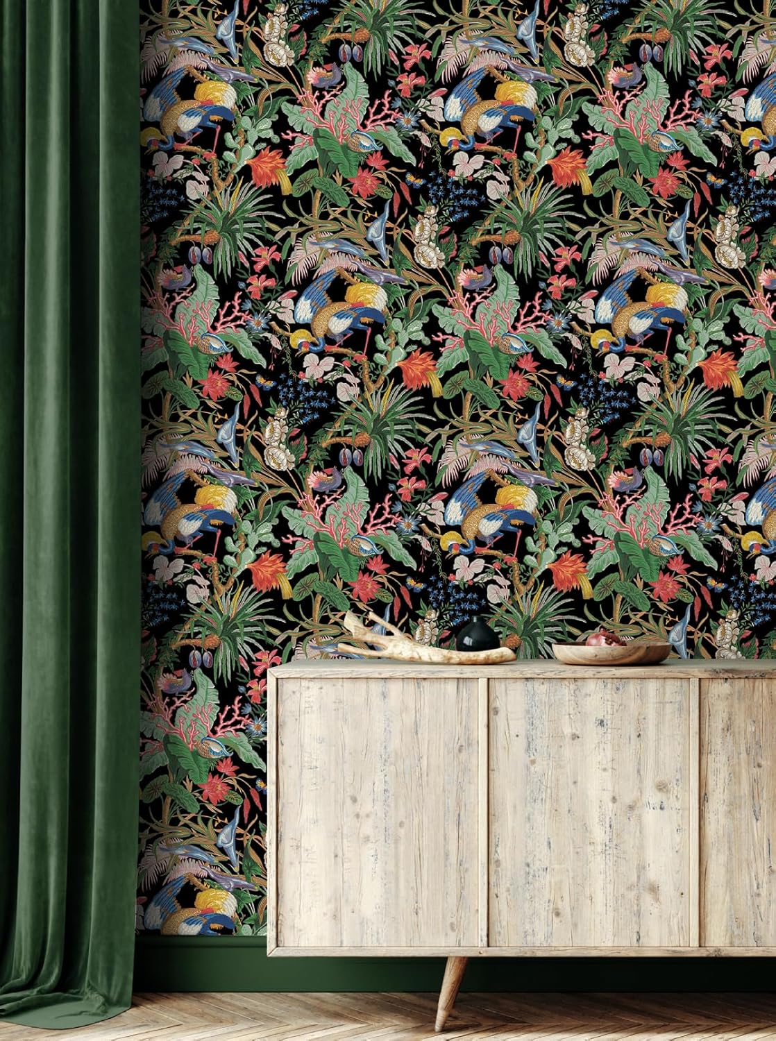 NextWall Ebony Tropical Canopy Peel and Stick Wallpaper