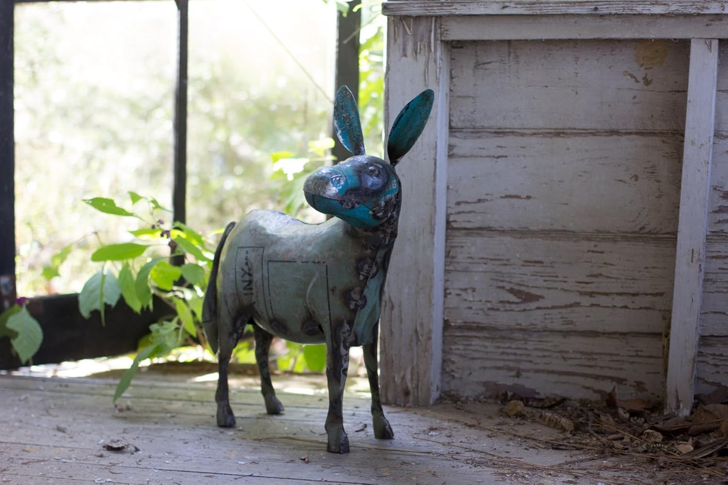 Kalalou 22" Reclaimed Metal Donkey Shaped Statue - Animal Garden Yard Outdoor Decor Art