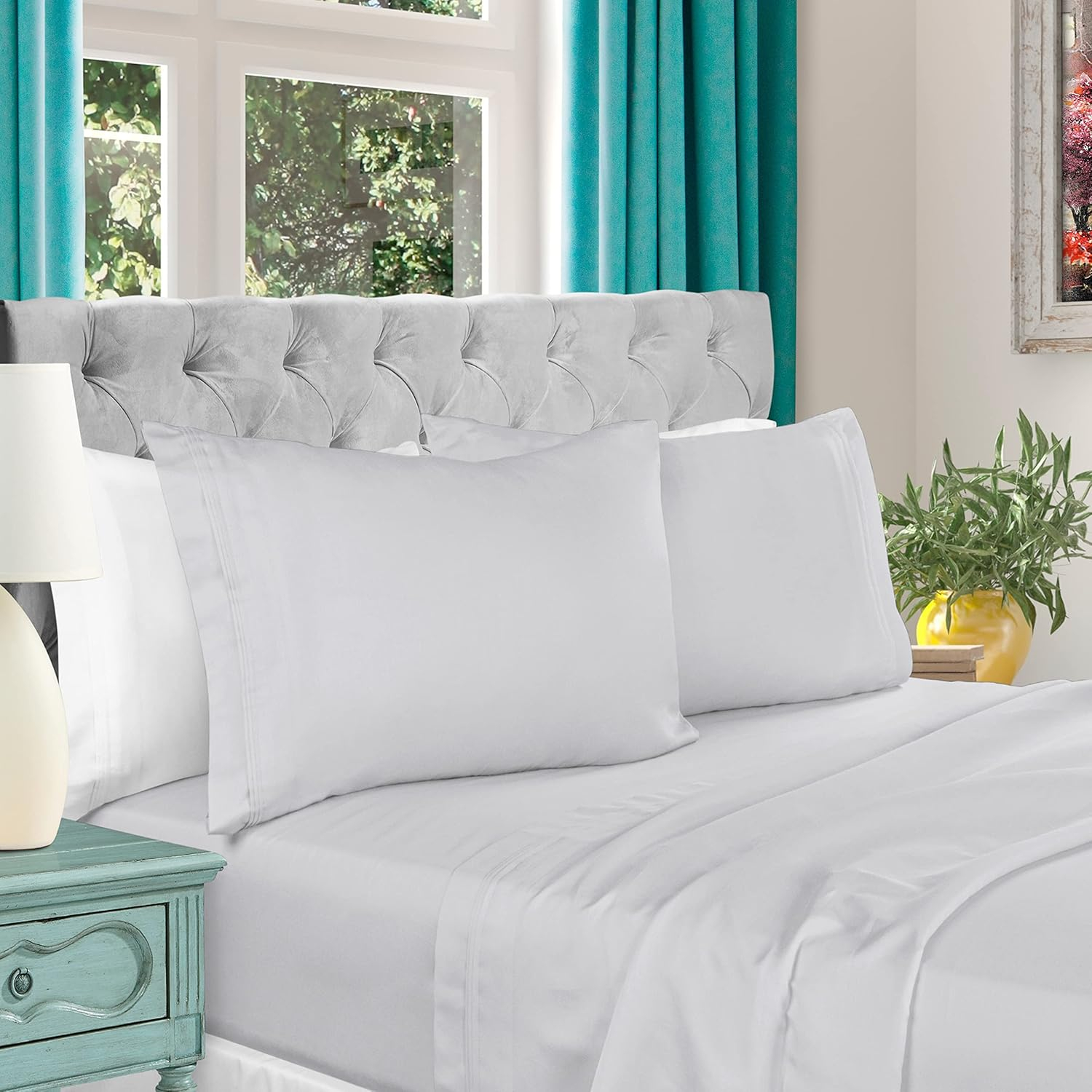Superior Egyptian Cotton Deep Pocket 1000 TC Sheet Set, King, Platinum