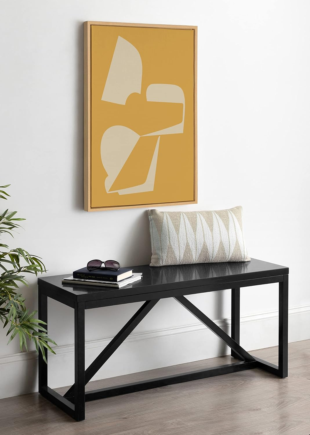 Kate and Laurel Sylvie Eye Catching Sleek Abstract 3 Yellow and Tan Framed Canvas Wall Art by The Creative Bunch Studio, 23x33 Natural, Modern Contemporary Art for Wall