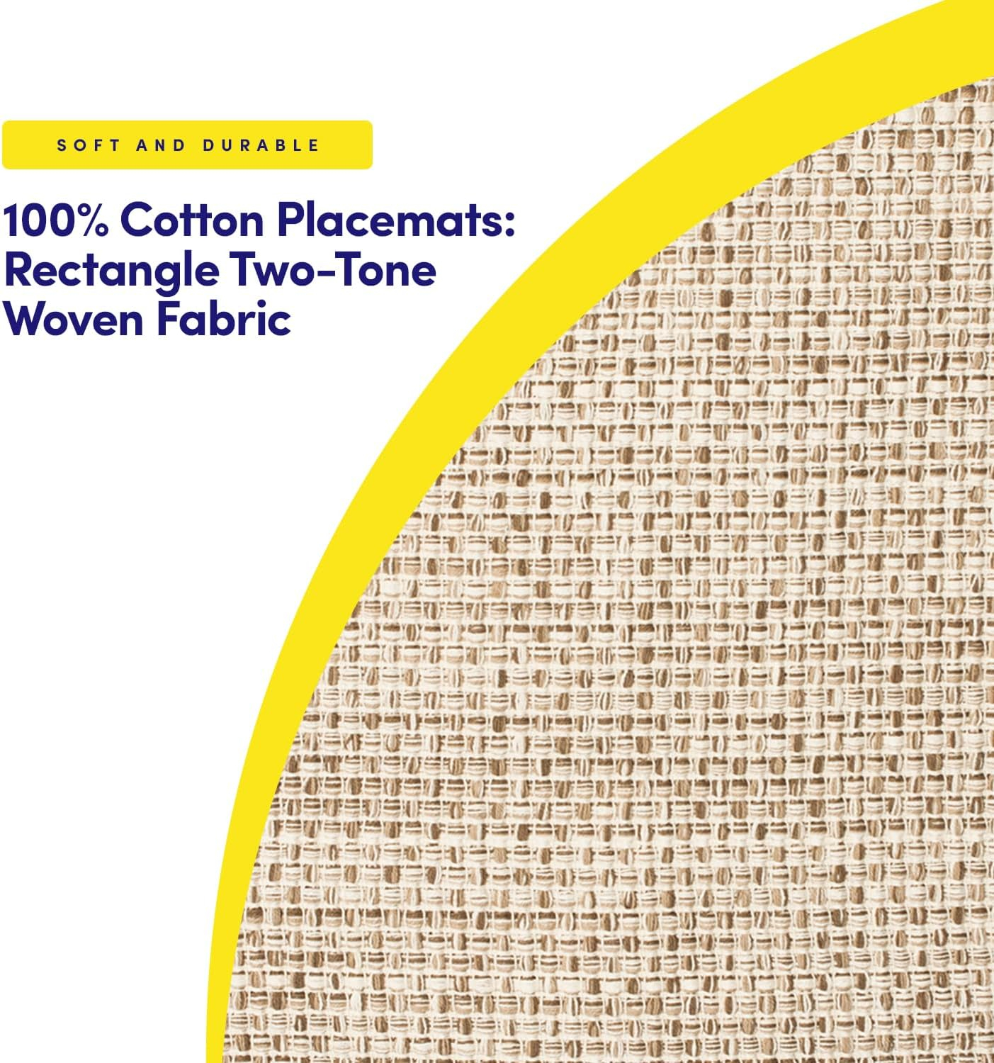 Lintex Eggshell 100% Cotton Woven Two Tone 13" x 19" Table Place Mat