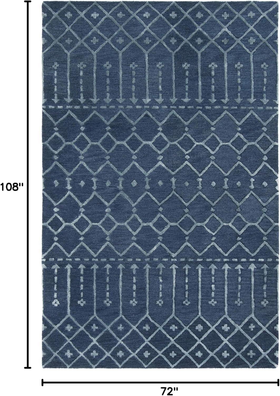 SAFAVIEH Himalaya Darin Geometric Wool Area Rug, Navy/Silver, 6' x 9'