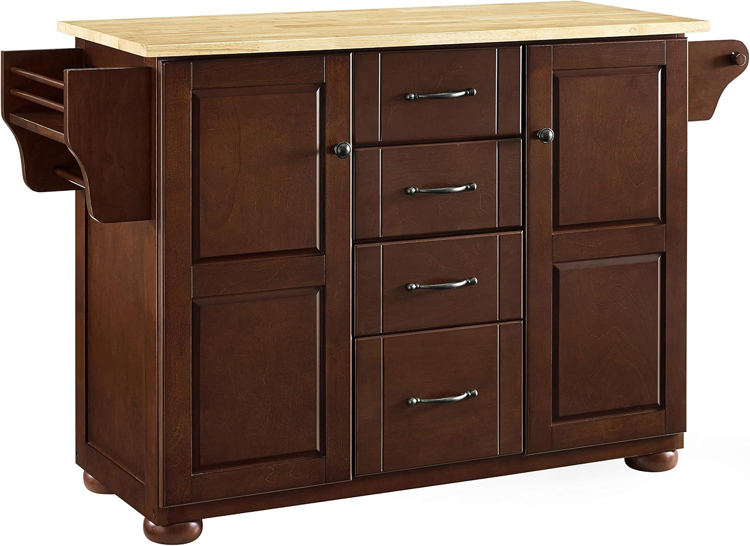 Crosley Eleanor Natural Wood Top Kitchen Island in Mahogany