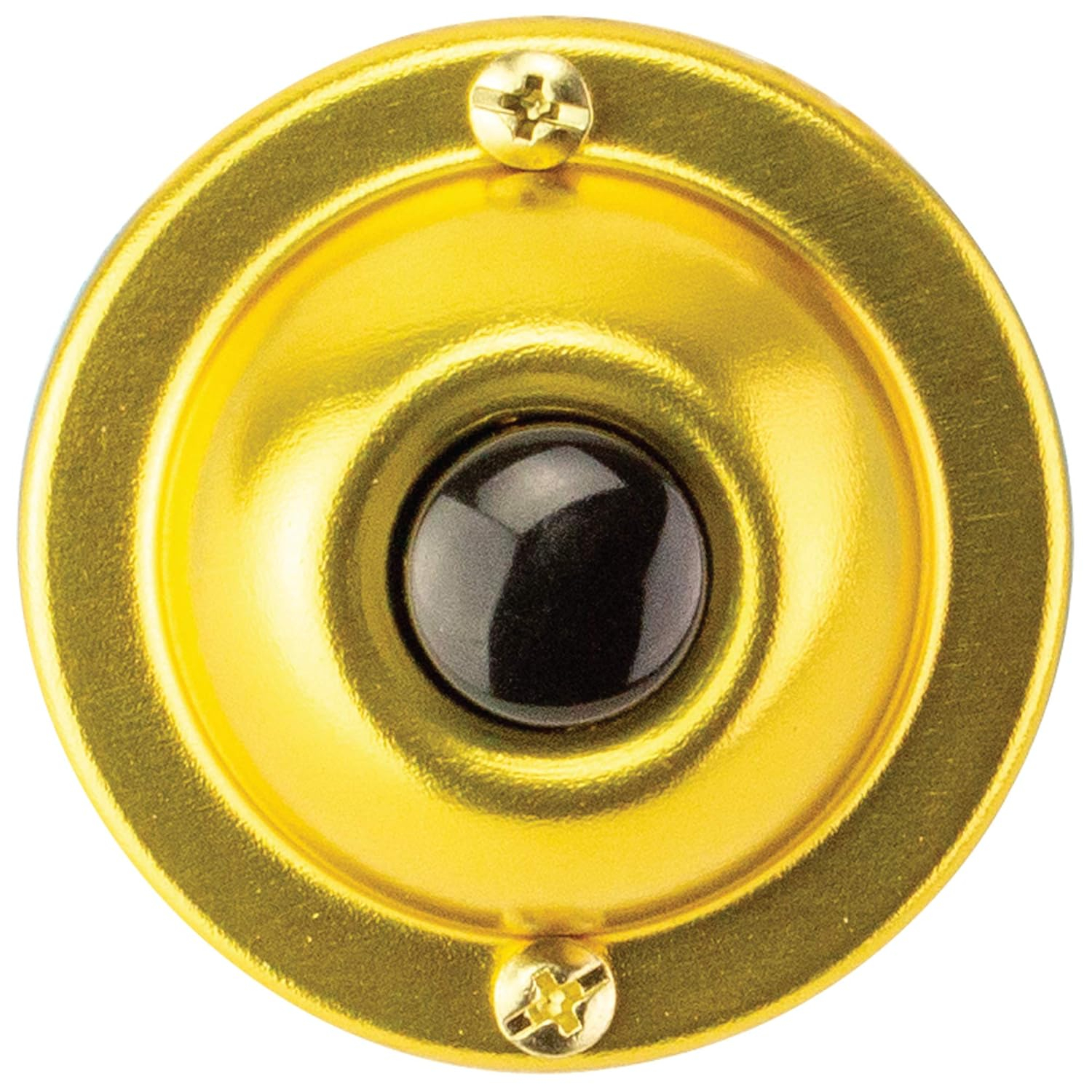 Newhouse Hardware BR4BL Unlighted Doorbell Black Button, 1-Pack, Brass Color