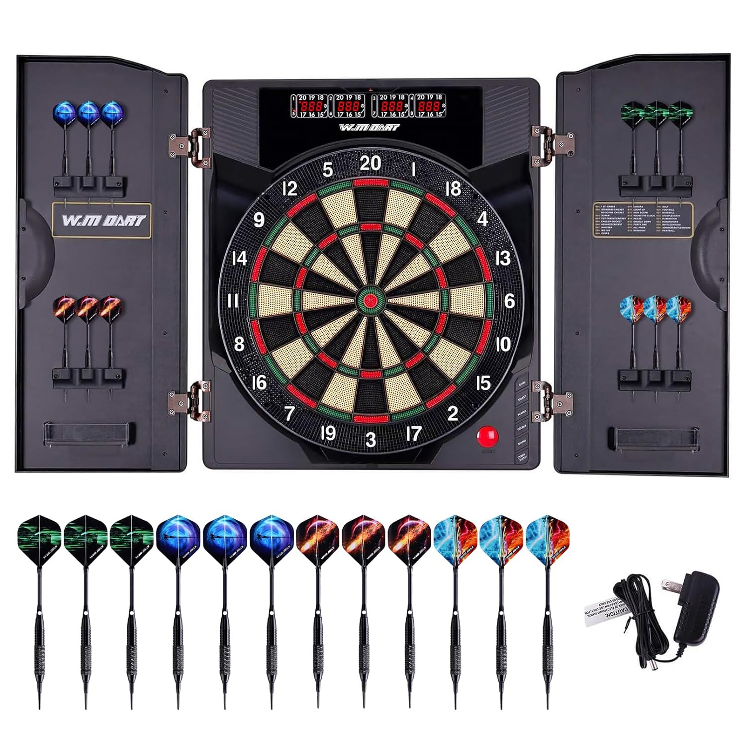 Electronic Dart Board LED Electric Digital Dart Boards for Adults with Cabinet with 12 Soft Tip Dartboard Set