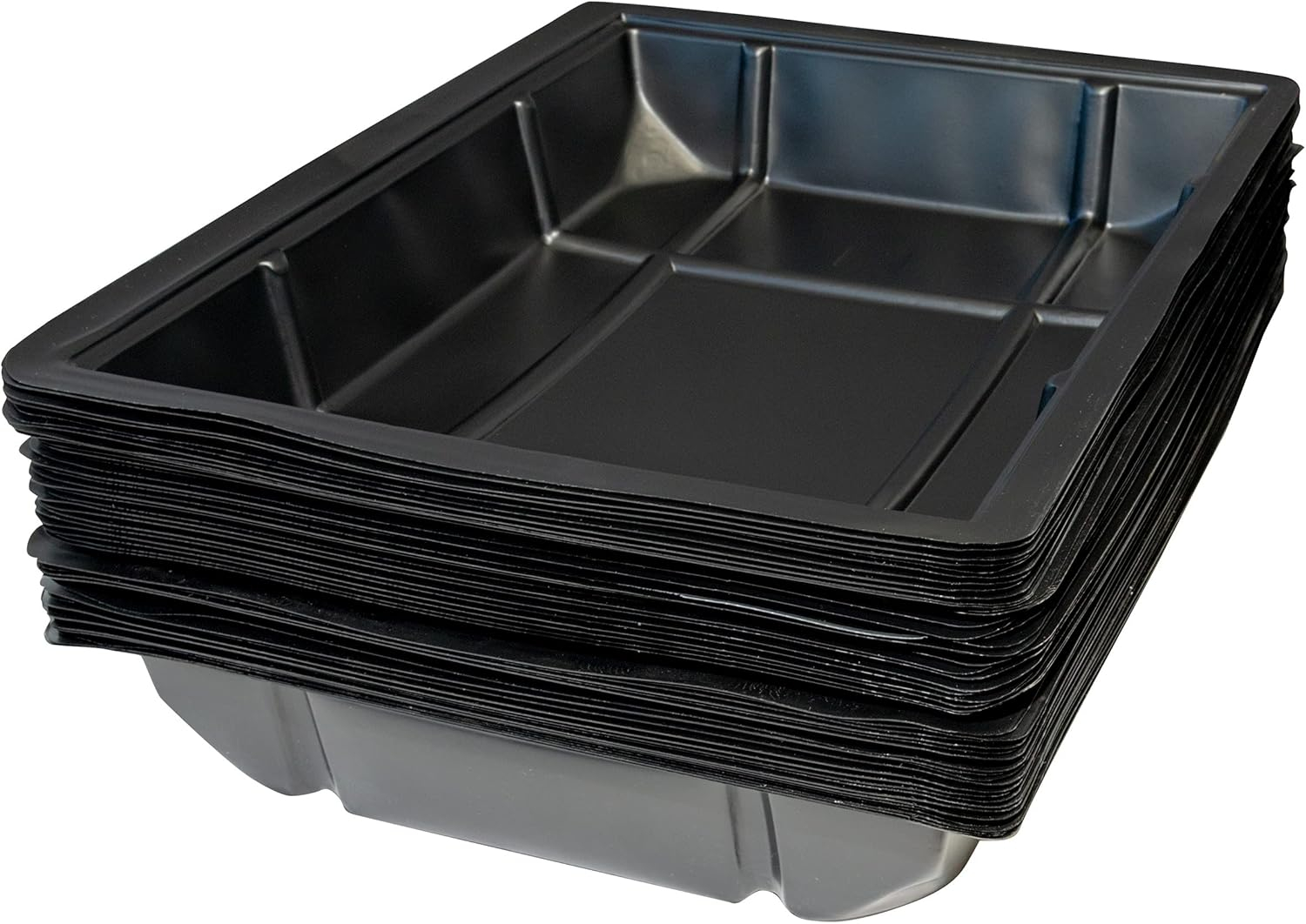 Black Rectangular Disposable Plastic Litter Trays, 50-Pack