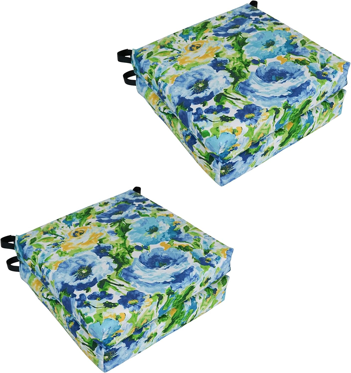Blazing Needles Set of 4 Outdoor Chair Cushions, Lesandra Sunblue