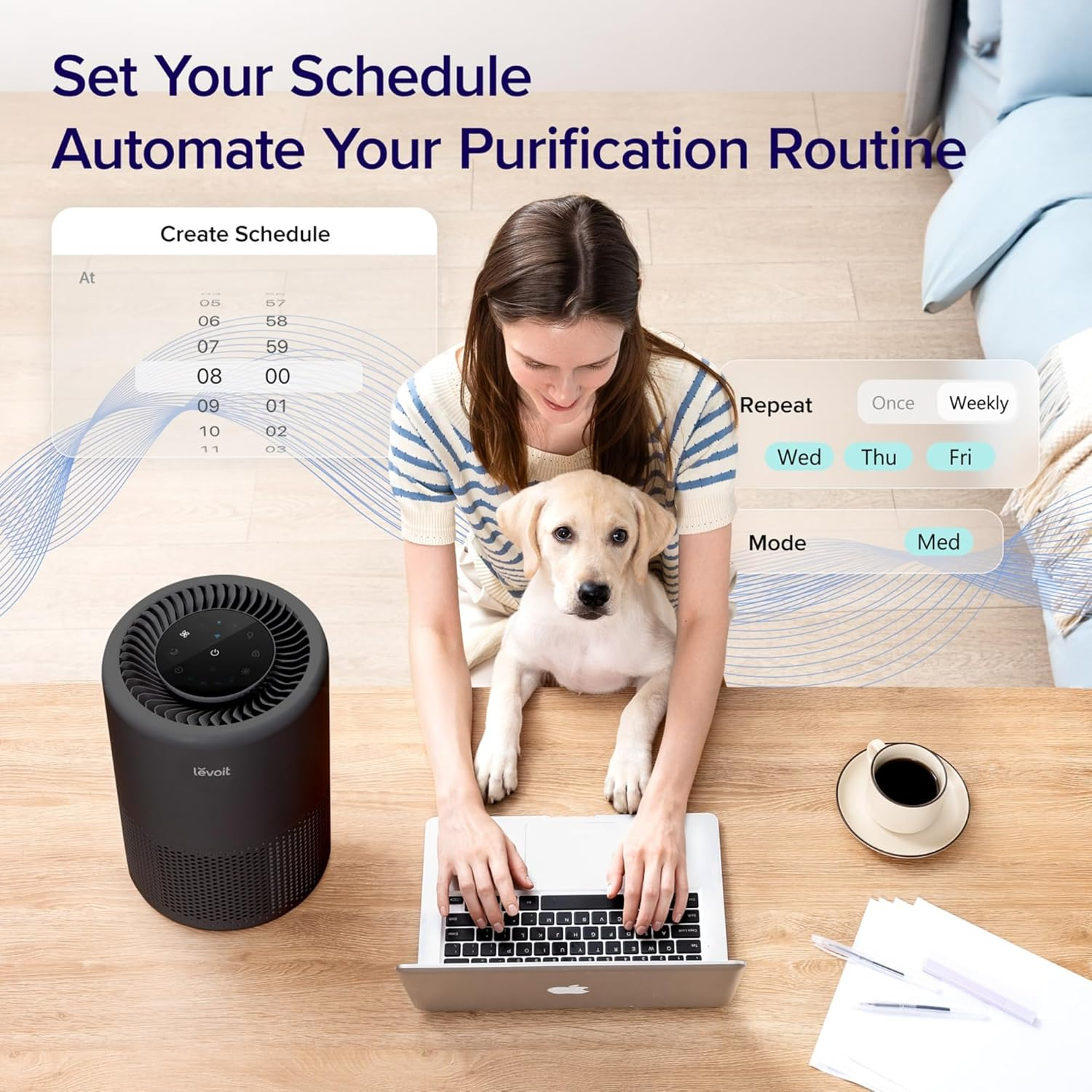Black HEPA Smart Air Purifier with Alexa and Google Assistant