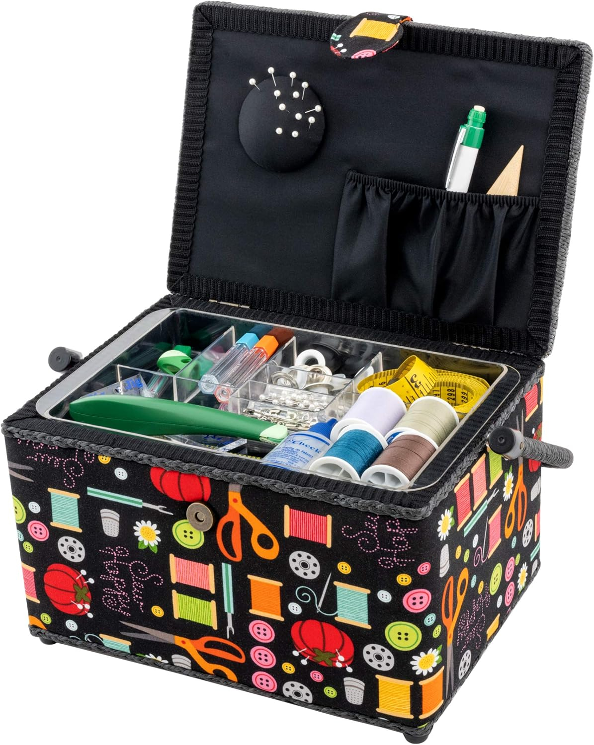 Dritz Large Sewing Basket, Black Sewing Notions
