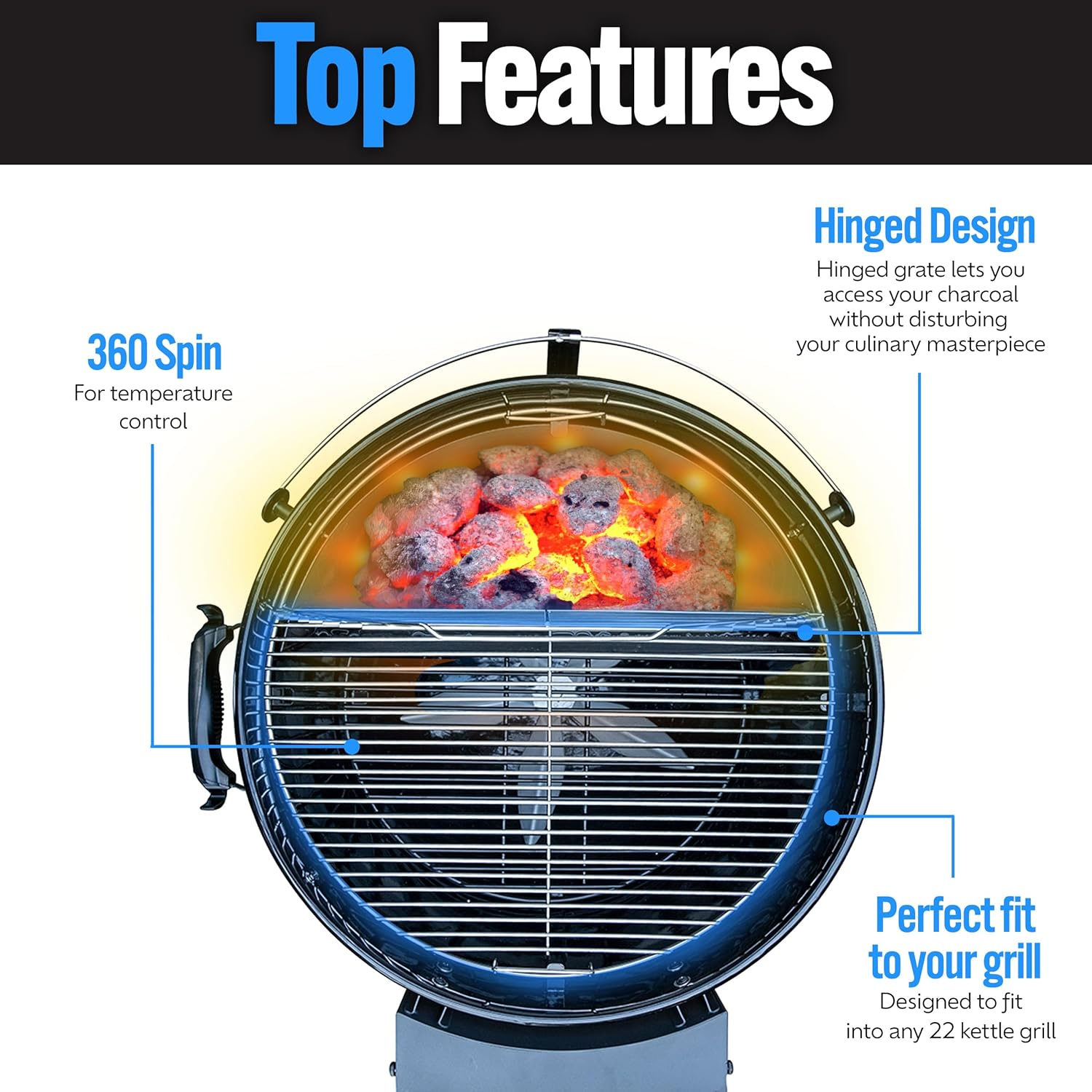 24" Stainless Steel Hinged Charcoal Grill Cooking Grate