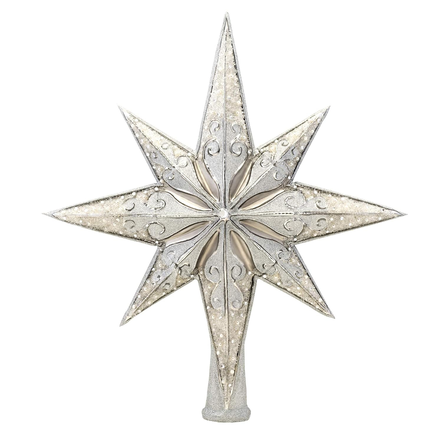 Silver Glass Stellar Christmas Tree Topper, 5 Inches